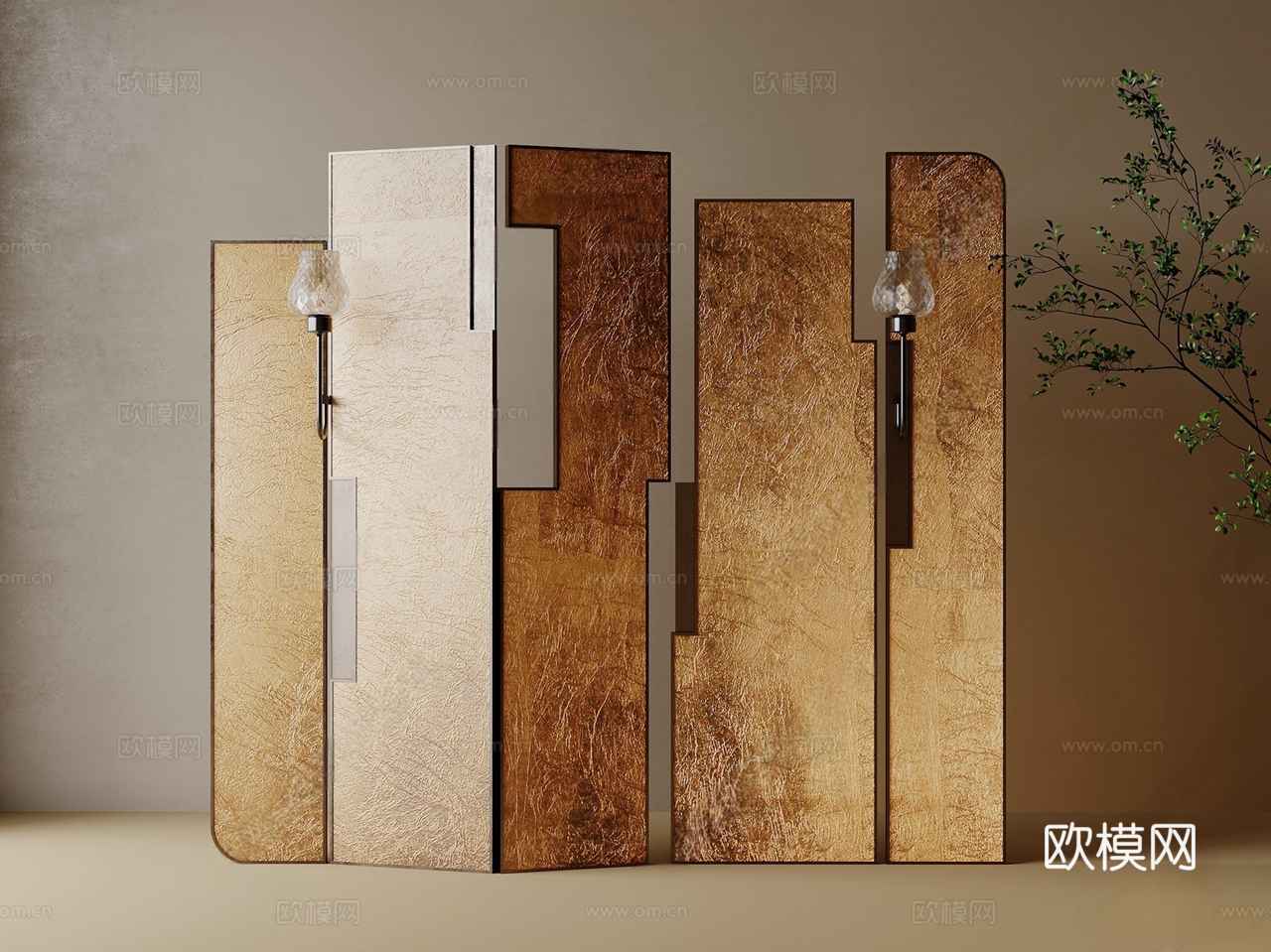 现代雕塑摆件 屏风3d模型下载