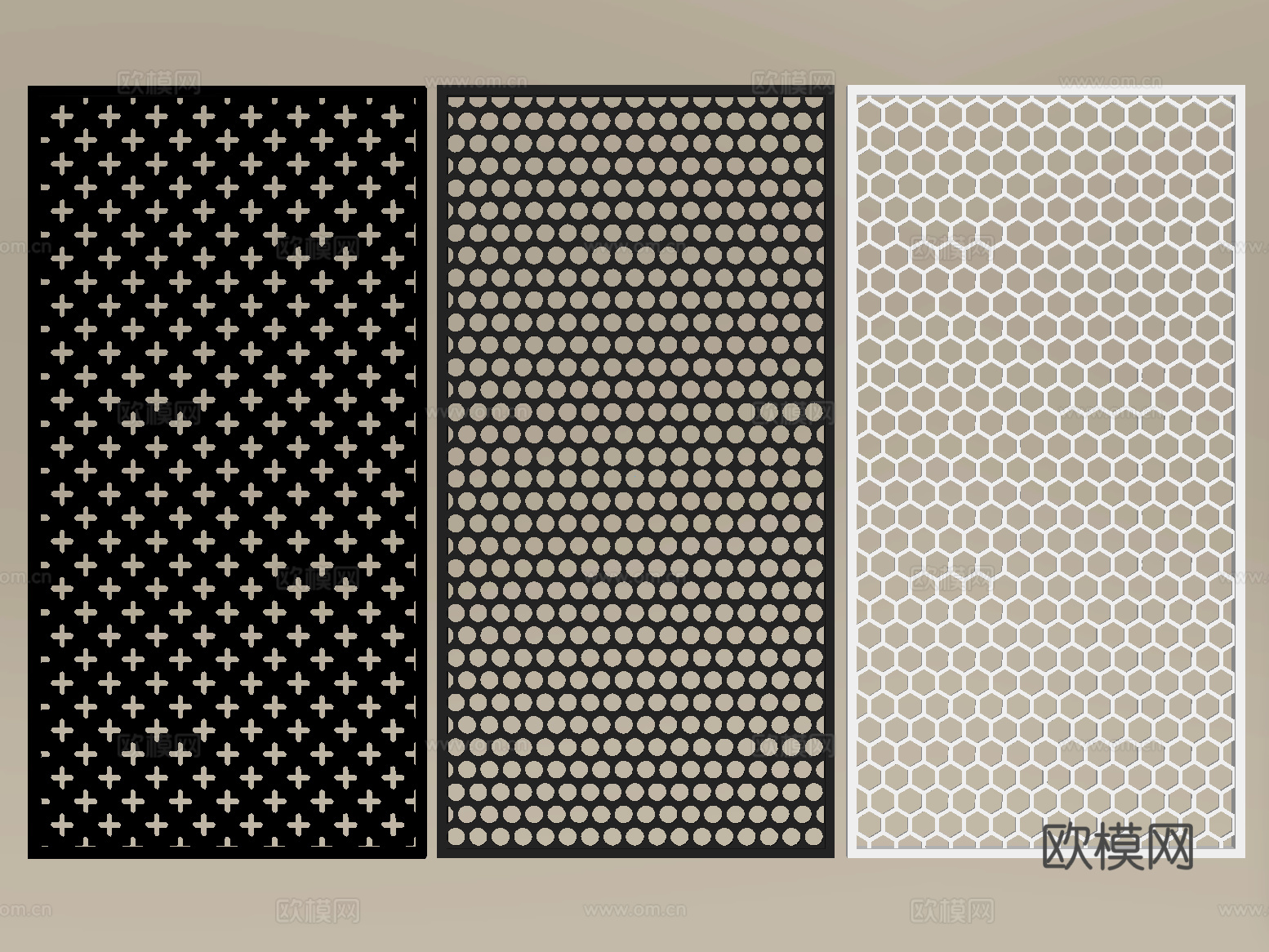 现代冲孔板 金属板 穿孔护墙板 镂空板su模型