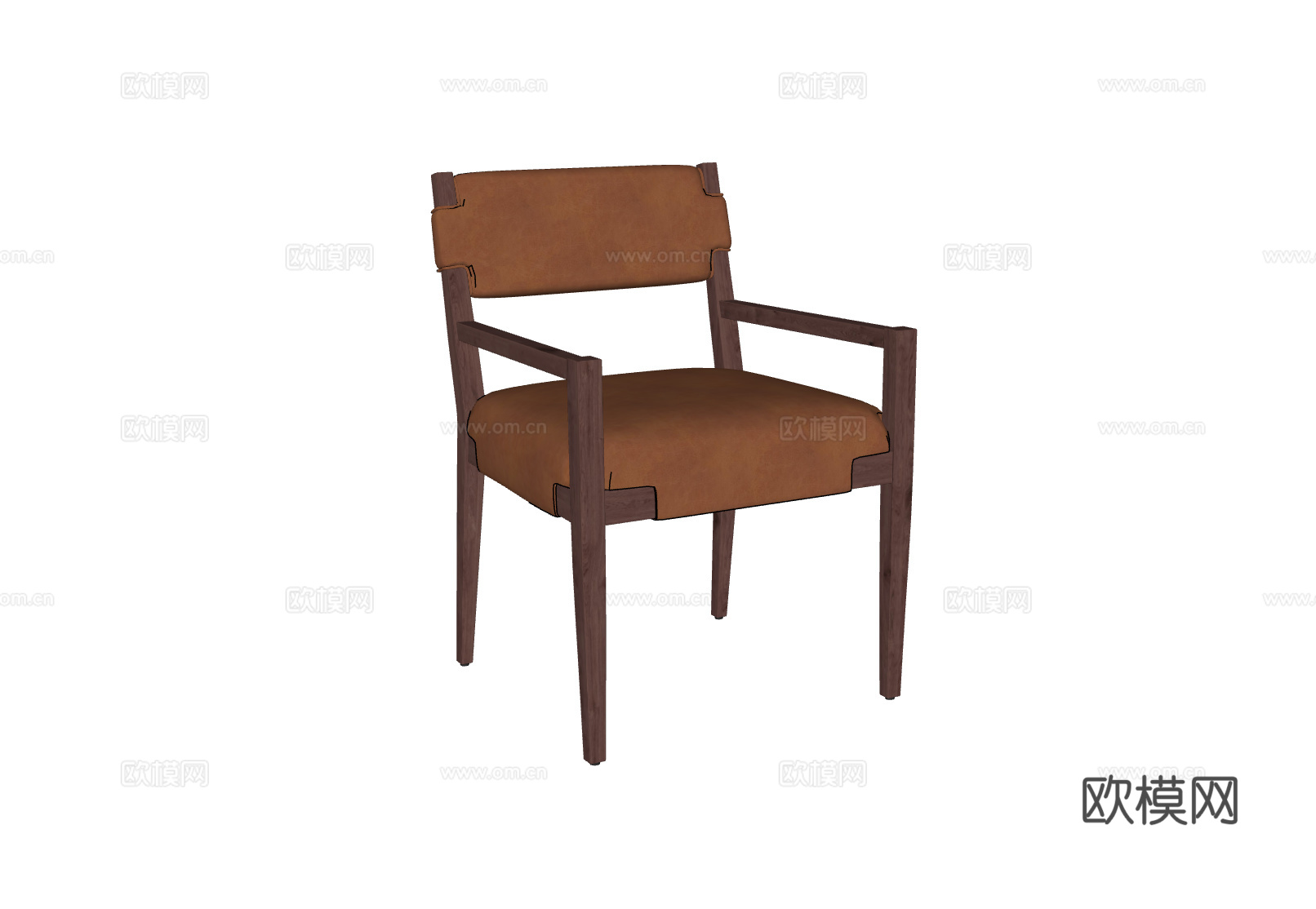 中古风皮革餐椅 扶手椅 休闲椅su模型
