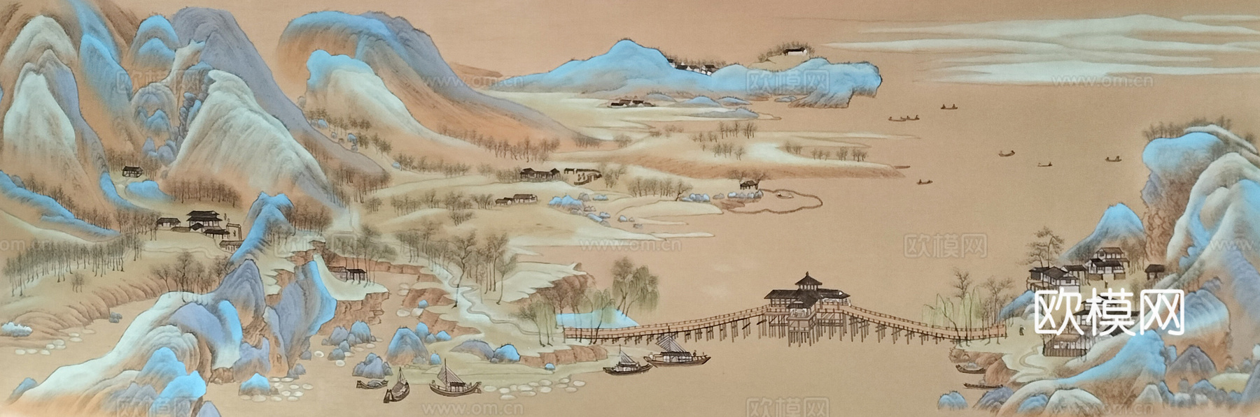 中式山水壁画壁纸