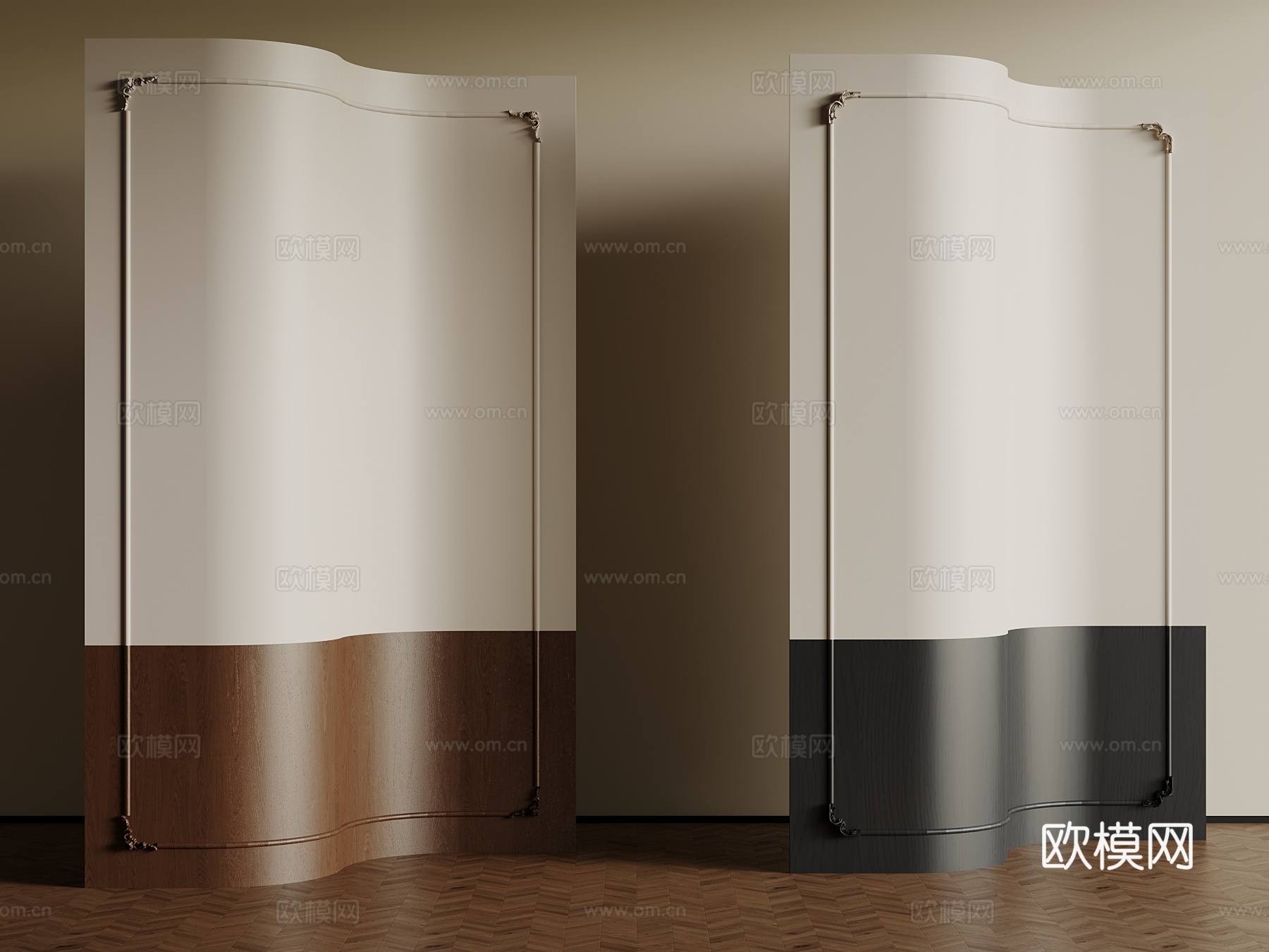 法式弧形护墙板su模型