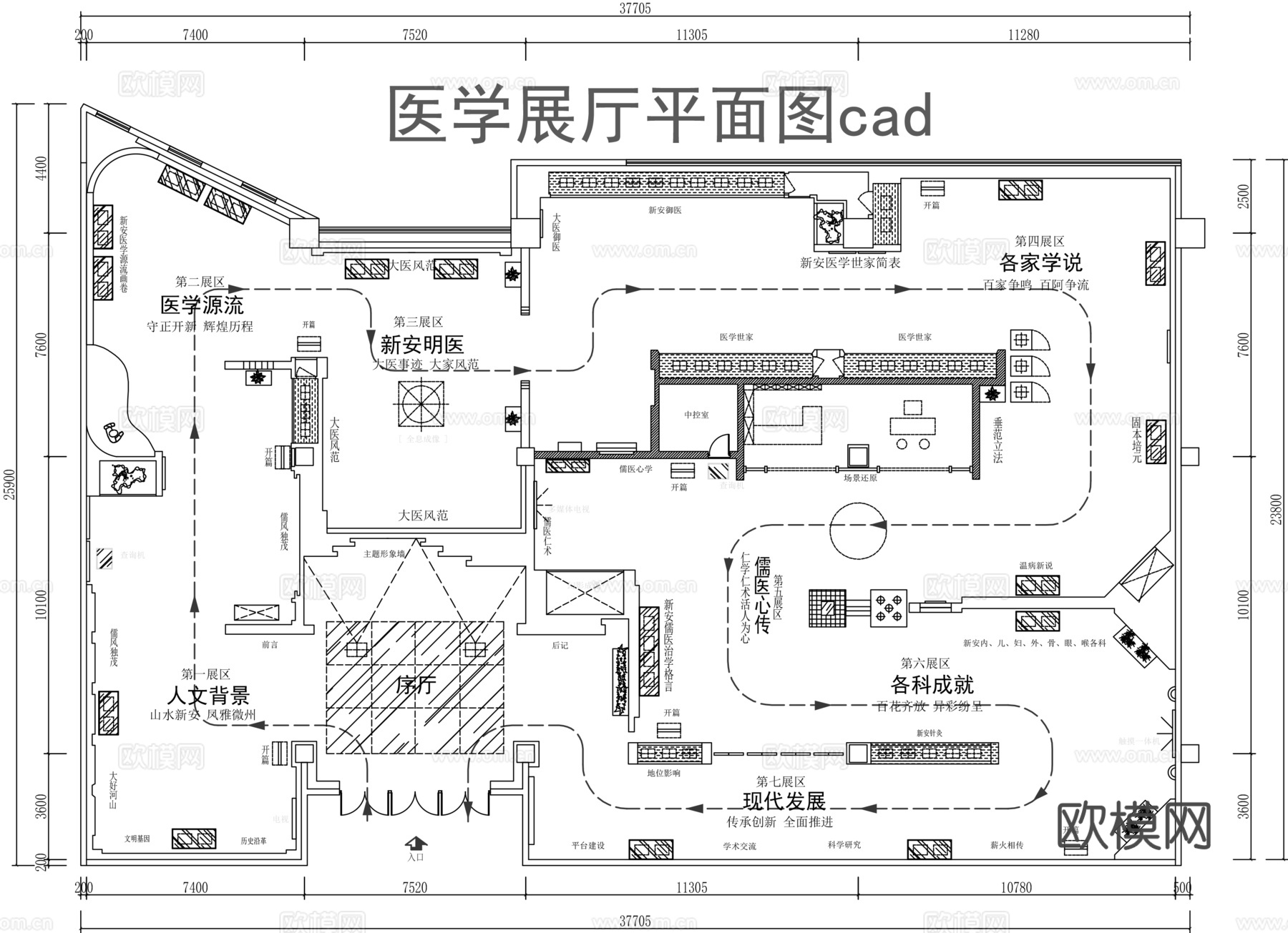 医学展厅平面图cad施工图