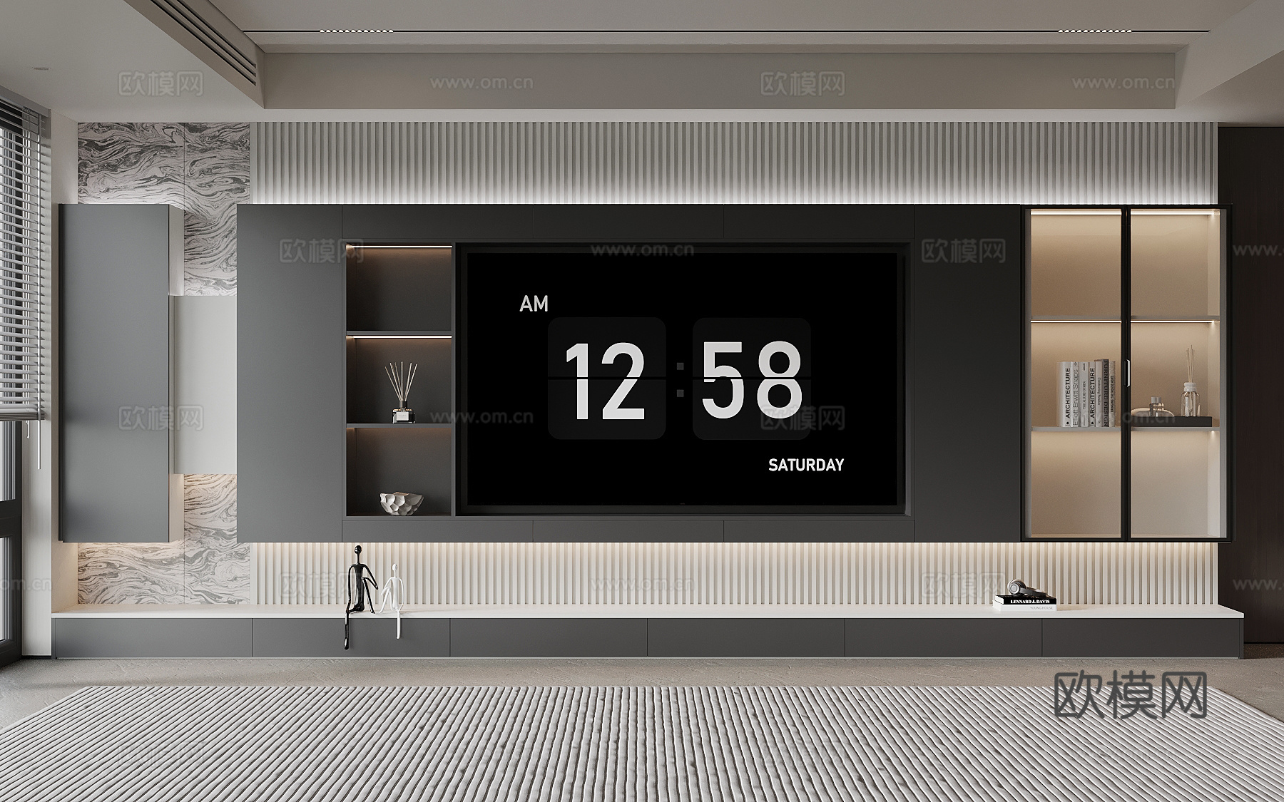 现代电视背景墙3d模型下载