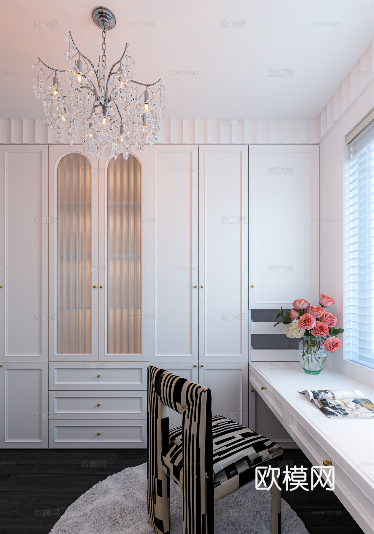 法式风主卧套房3d模型下载（渲染图5）