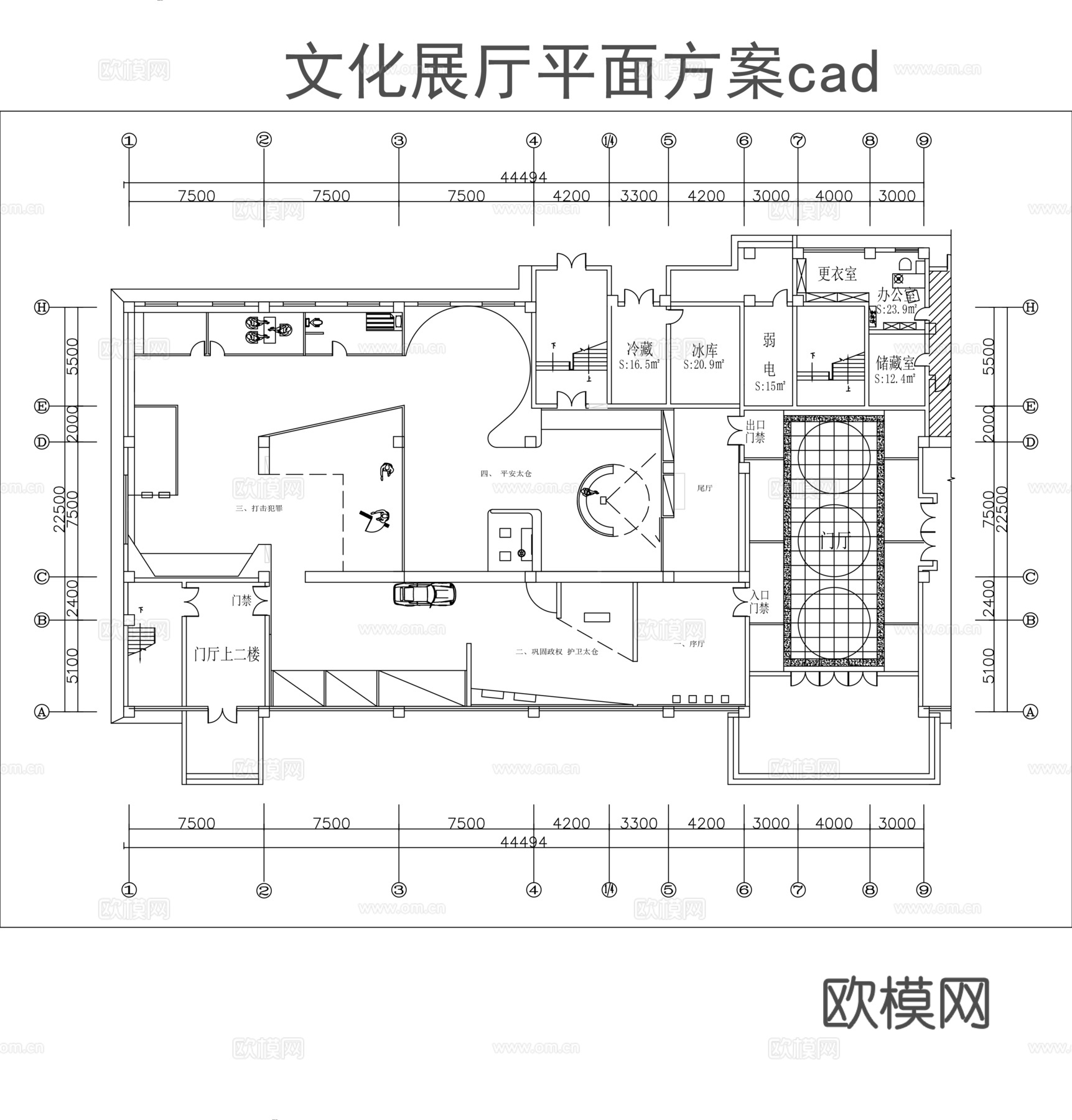 文化展厅平面图cad施工图