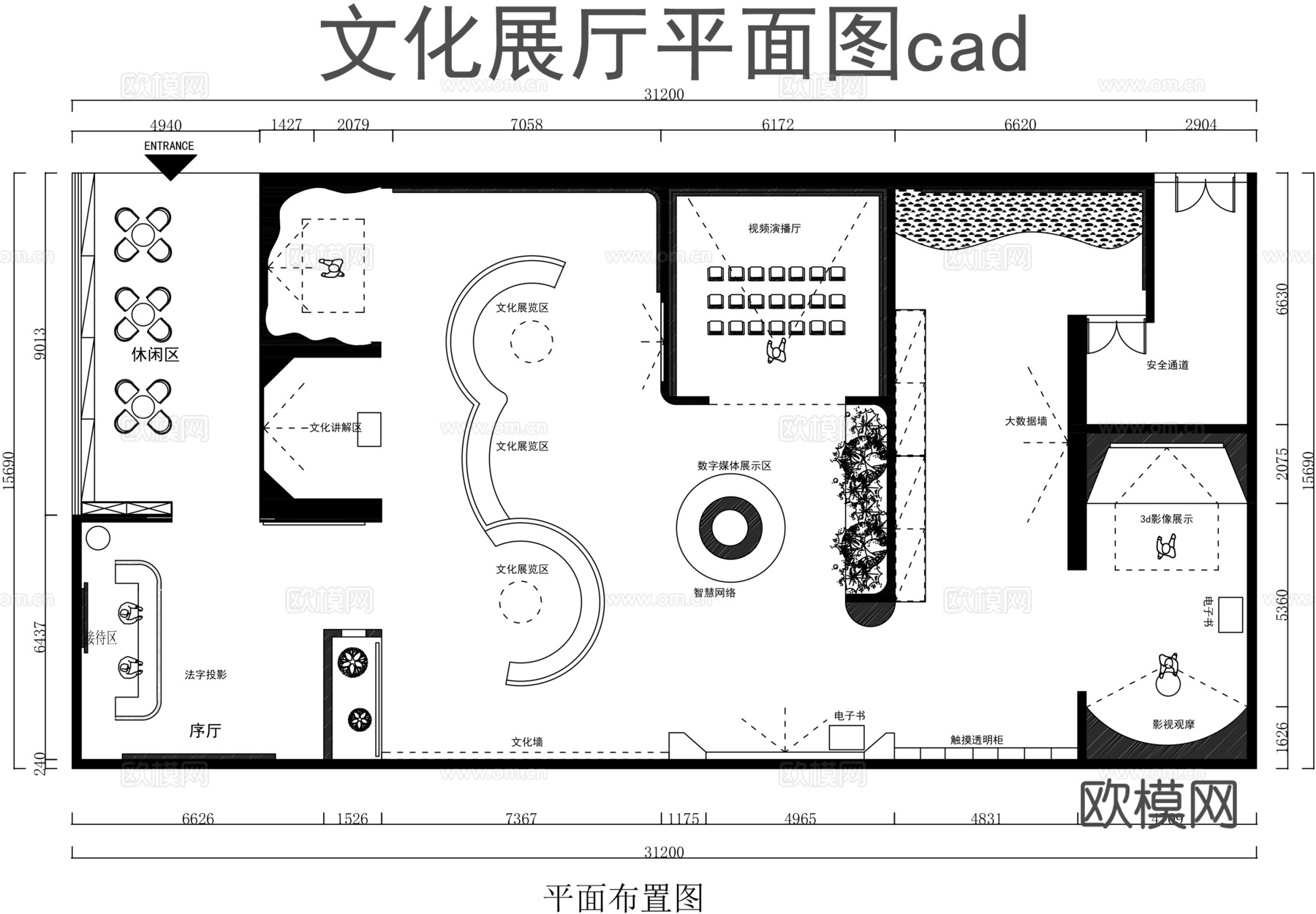 文化展厅平面图cad施工图