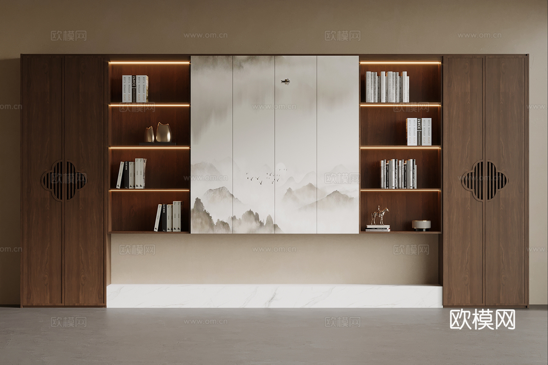 新中式书柜su模型