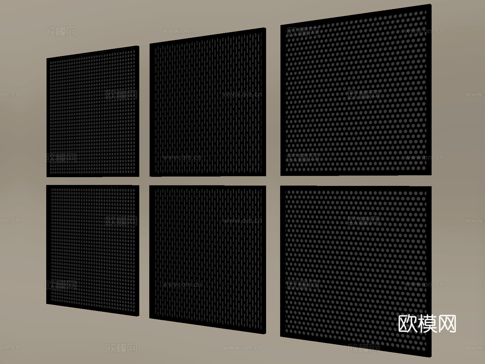 现代冲孔板 金属板 穿孔护墙板 镂空板su模型