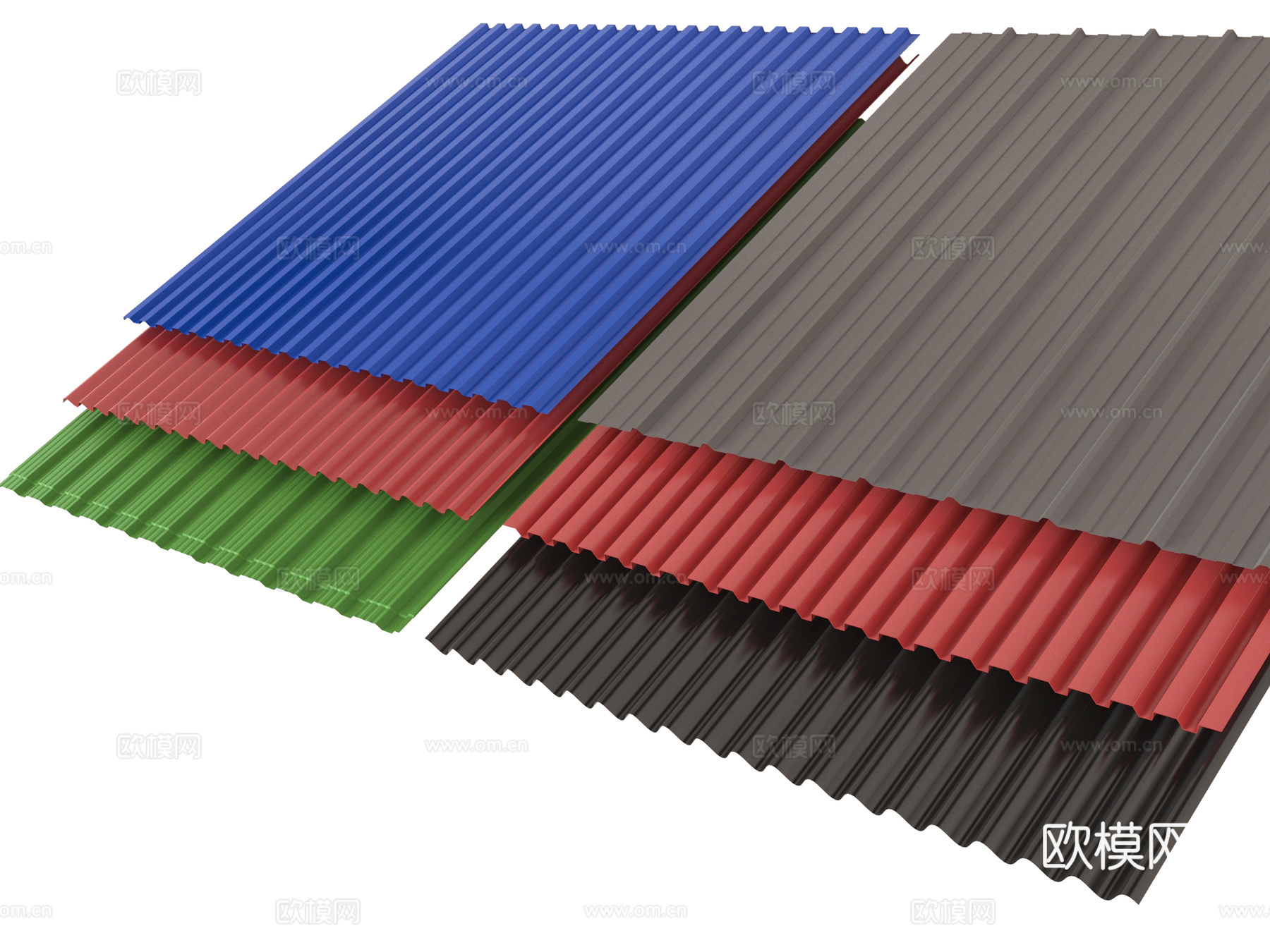 现代彩钢瓦 铁皮瓦雨棚瓦 波浪板 雨棚围墙彩钢板su模型