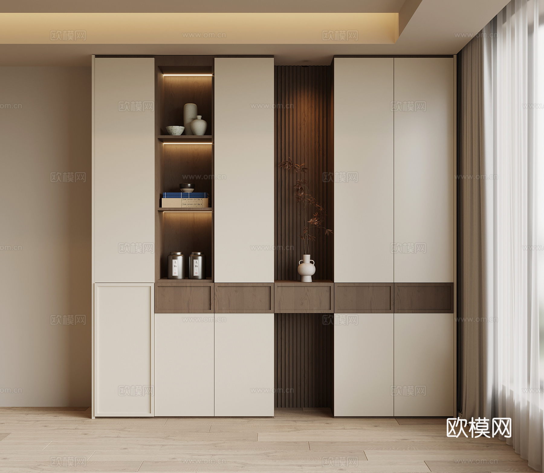 中古风鞋柜 入户鞋柜su模型