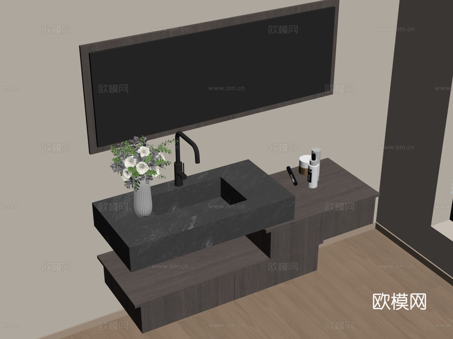 现代意式浴室柜su模型