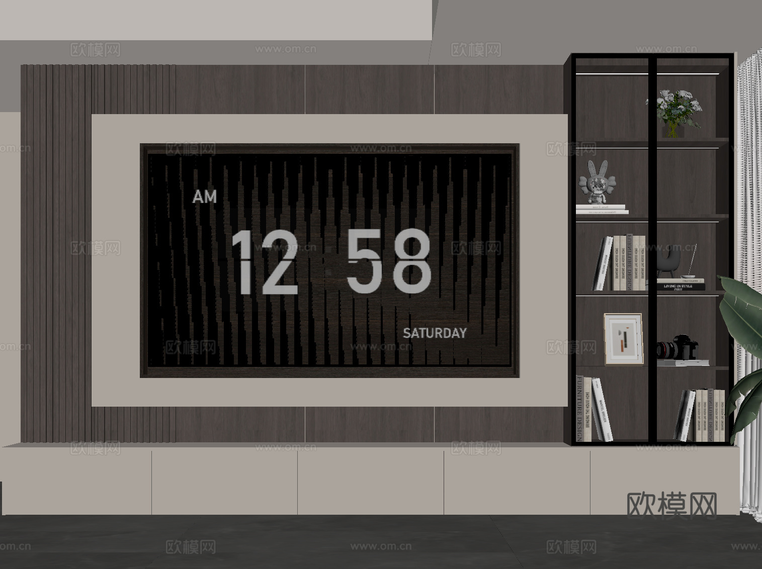 现代意式电视背景墙su模型