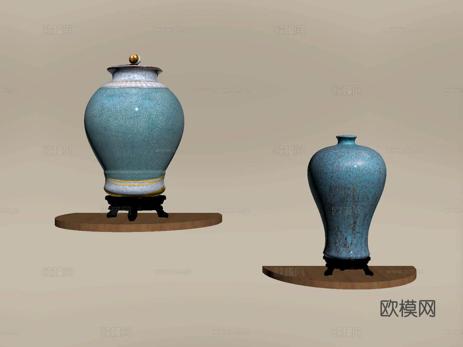 中式陶瓷花瓶摆件su模型