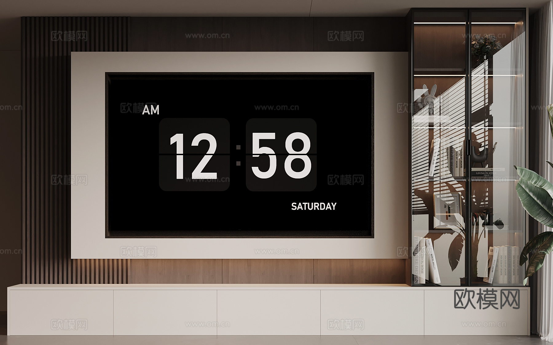 现代意式电视背景墙su模型