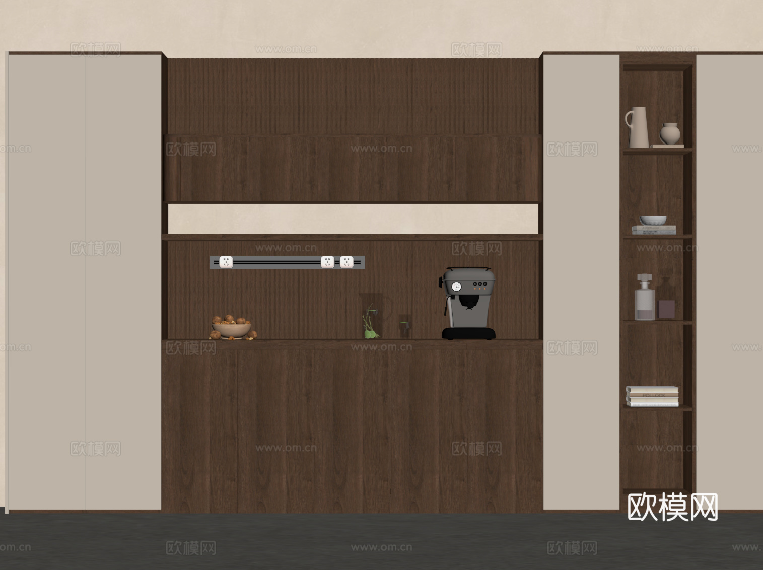 中古风酒柜 餐边柜su模型