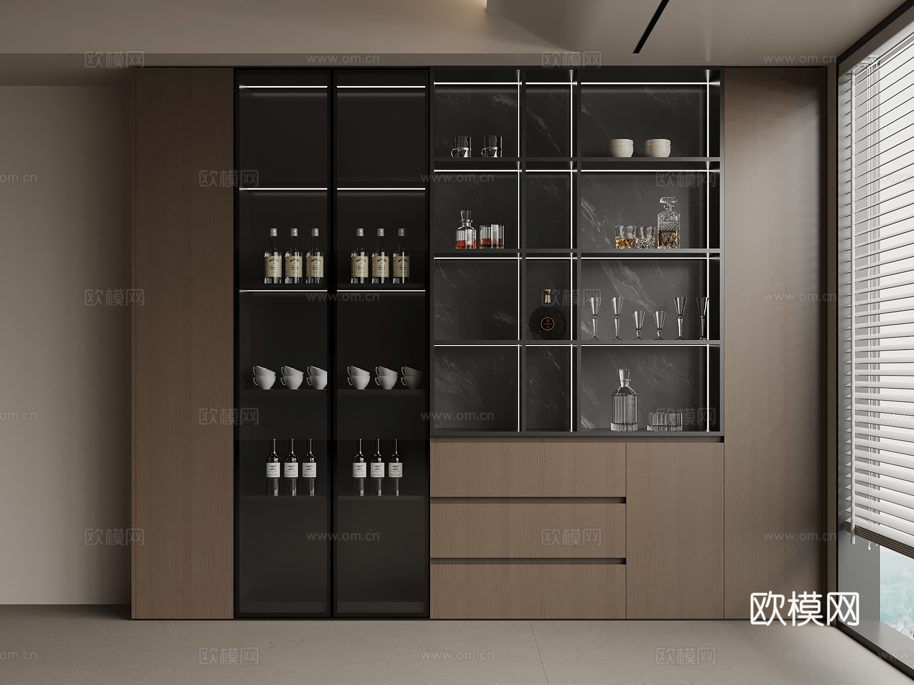 意式酒柜 餐边柜su模型