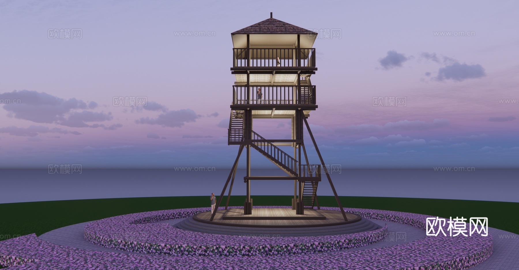 现代观景平台  瞭望塔 观景台su模型