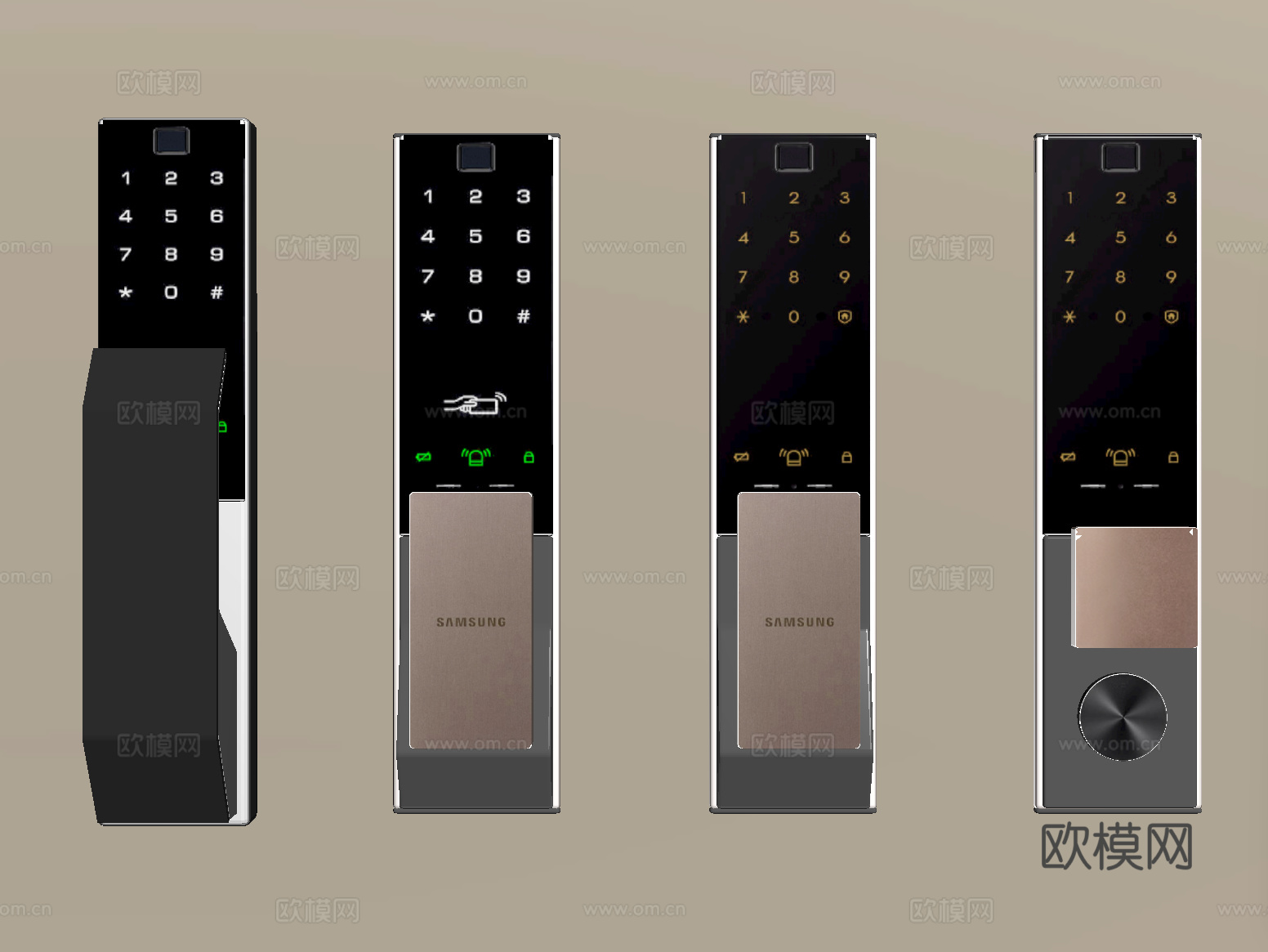 现代指纹锁 智能锁 密码锁su模型