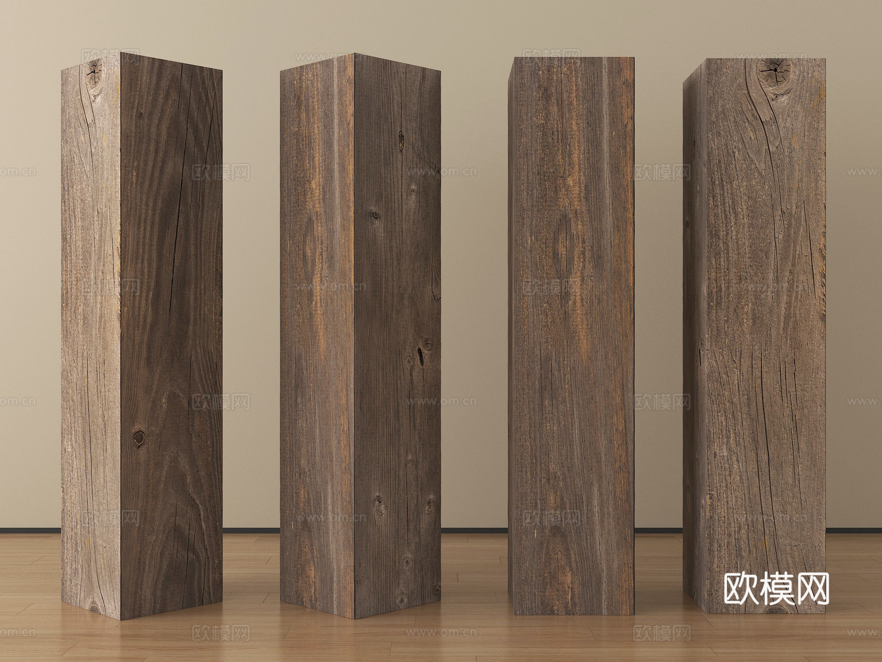 现代柱子 老木头柱子 木梁su模型