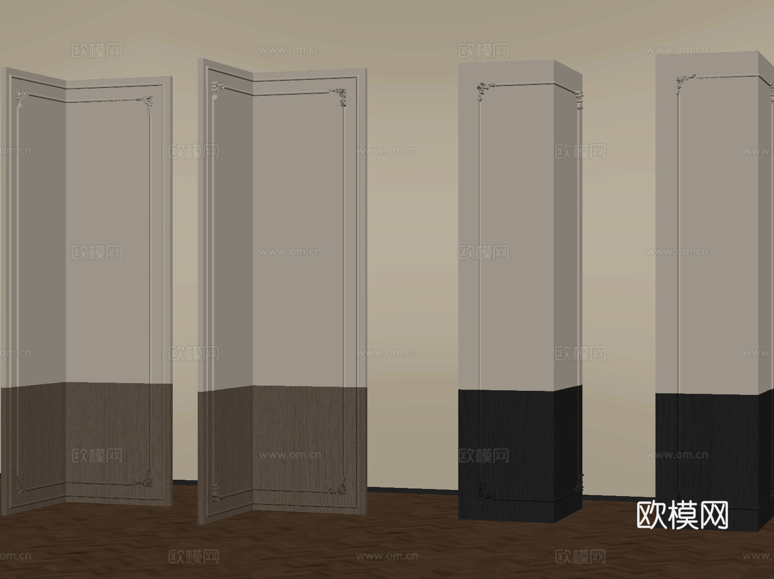 法式护墙板su模型