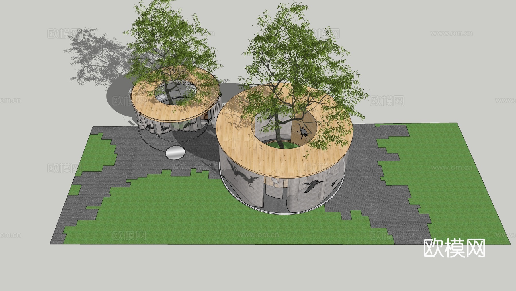 现代廊架 构筑物 景观构筑 景观小品su模型