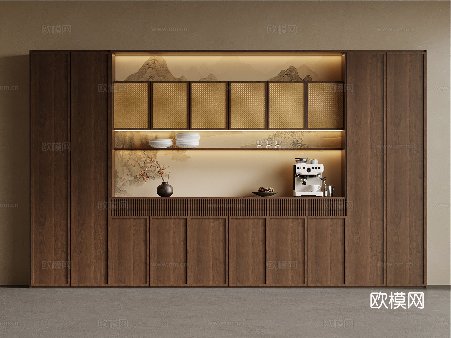 新中式酒柜 宋式风酒柜 餐边柜su模型