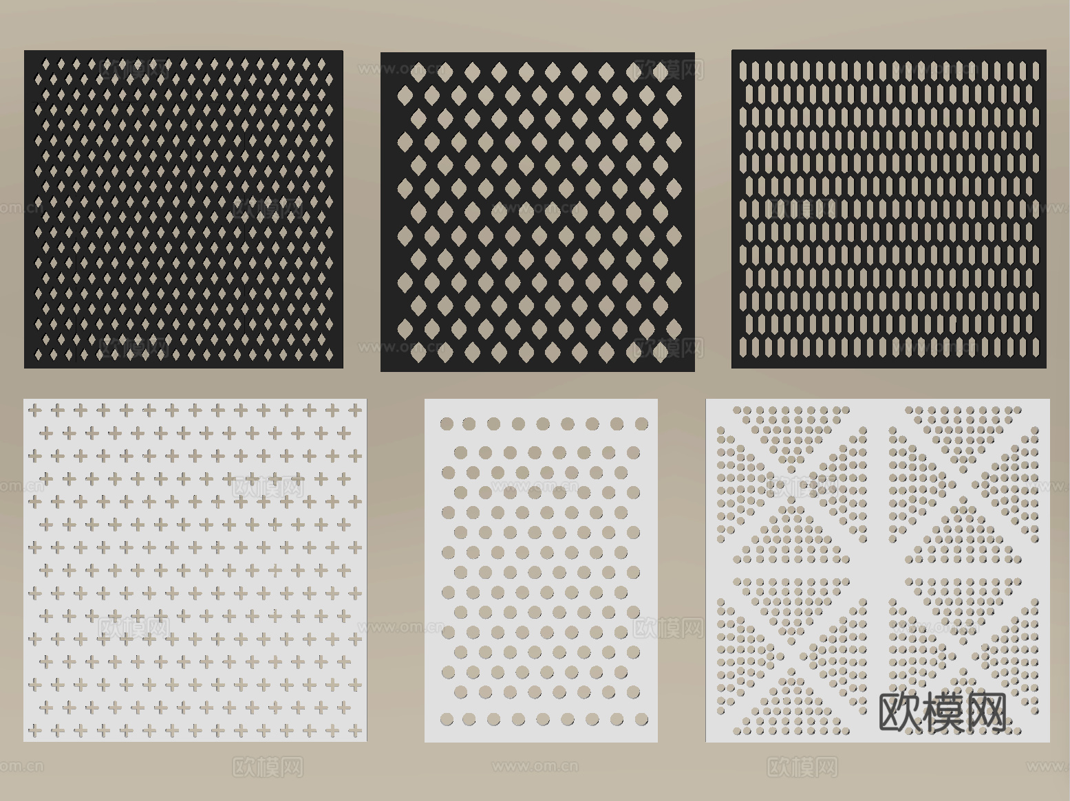 现代其他五金 冲孔板 不锈钢板 穿孔护墙板su模型