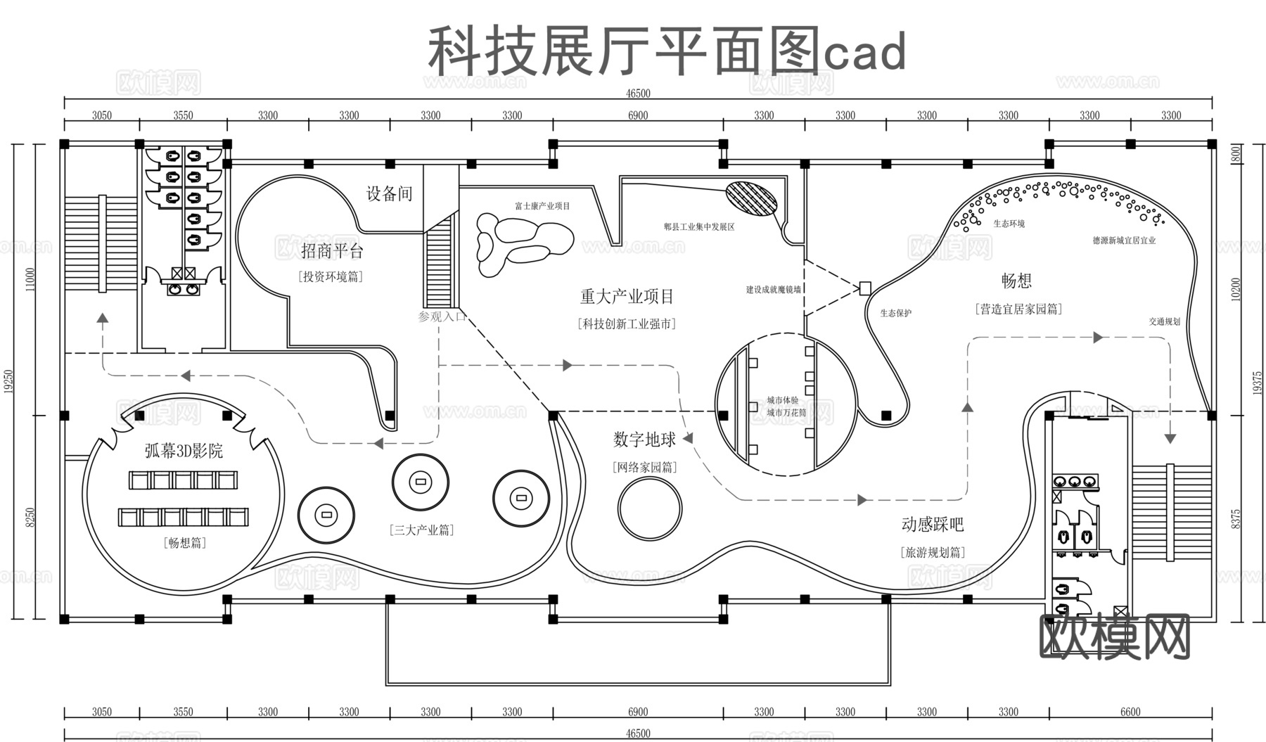 科技展厅平面图cad施工图