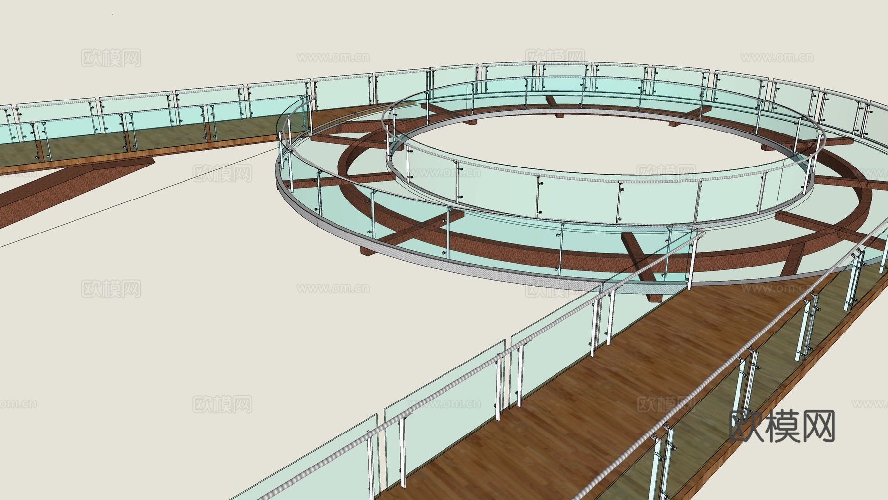 现代观景平台  瞭望塔 观景台su模型