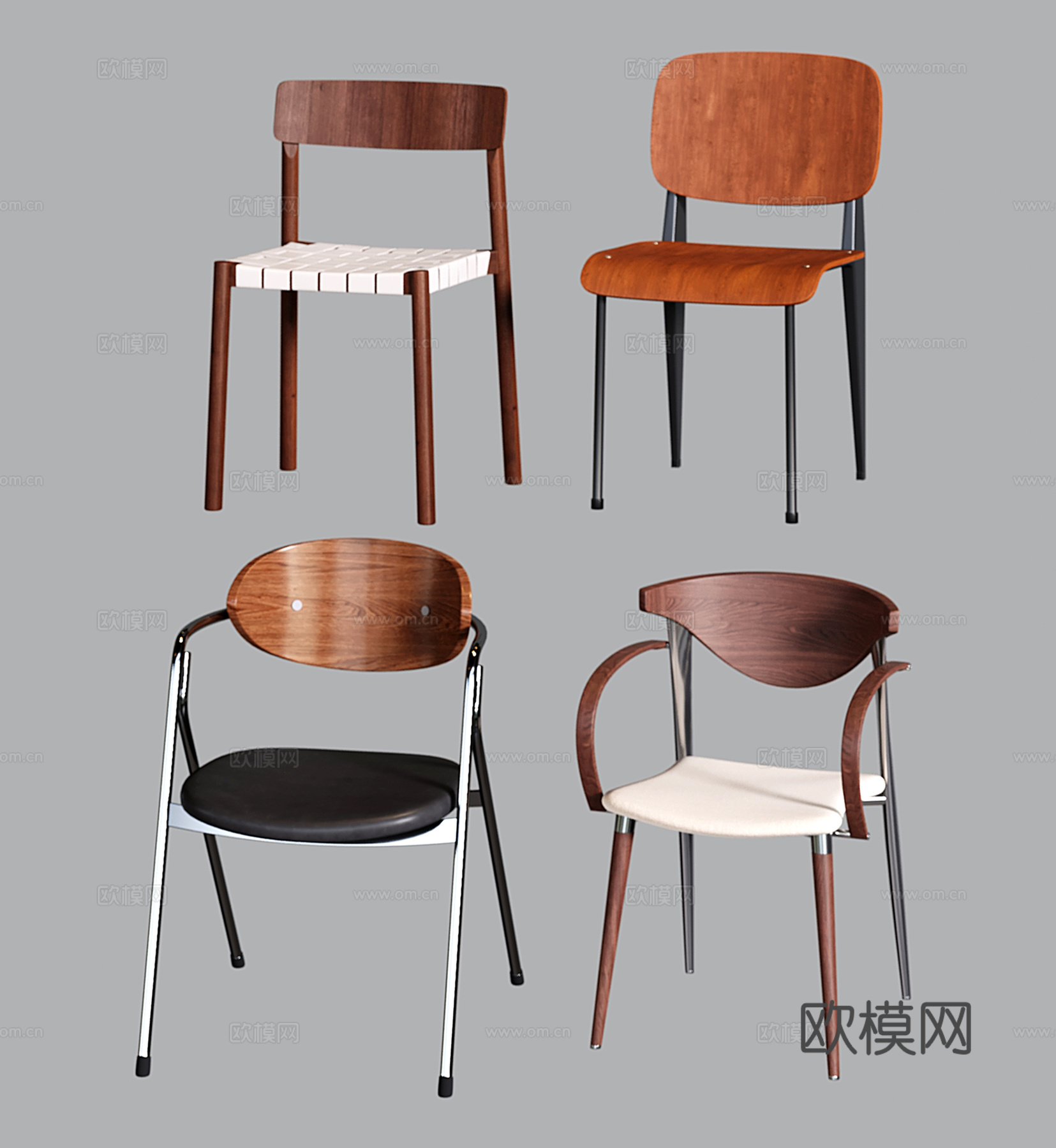 中古餐椅 不锈钢单椅 写字椅su模型