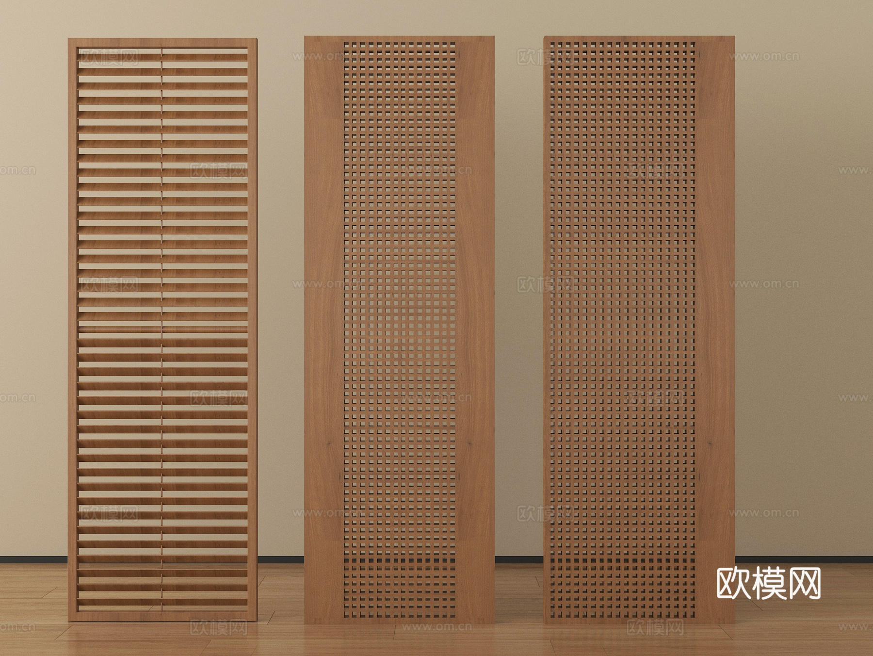 新中式屏风隔断 格子屏风隔断su模型