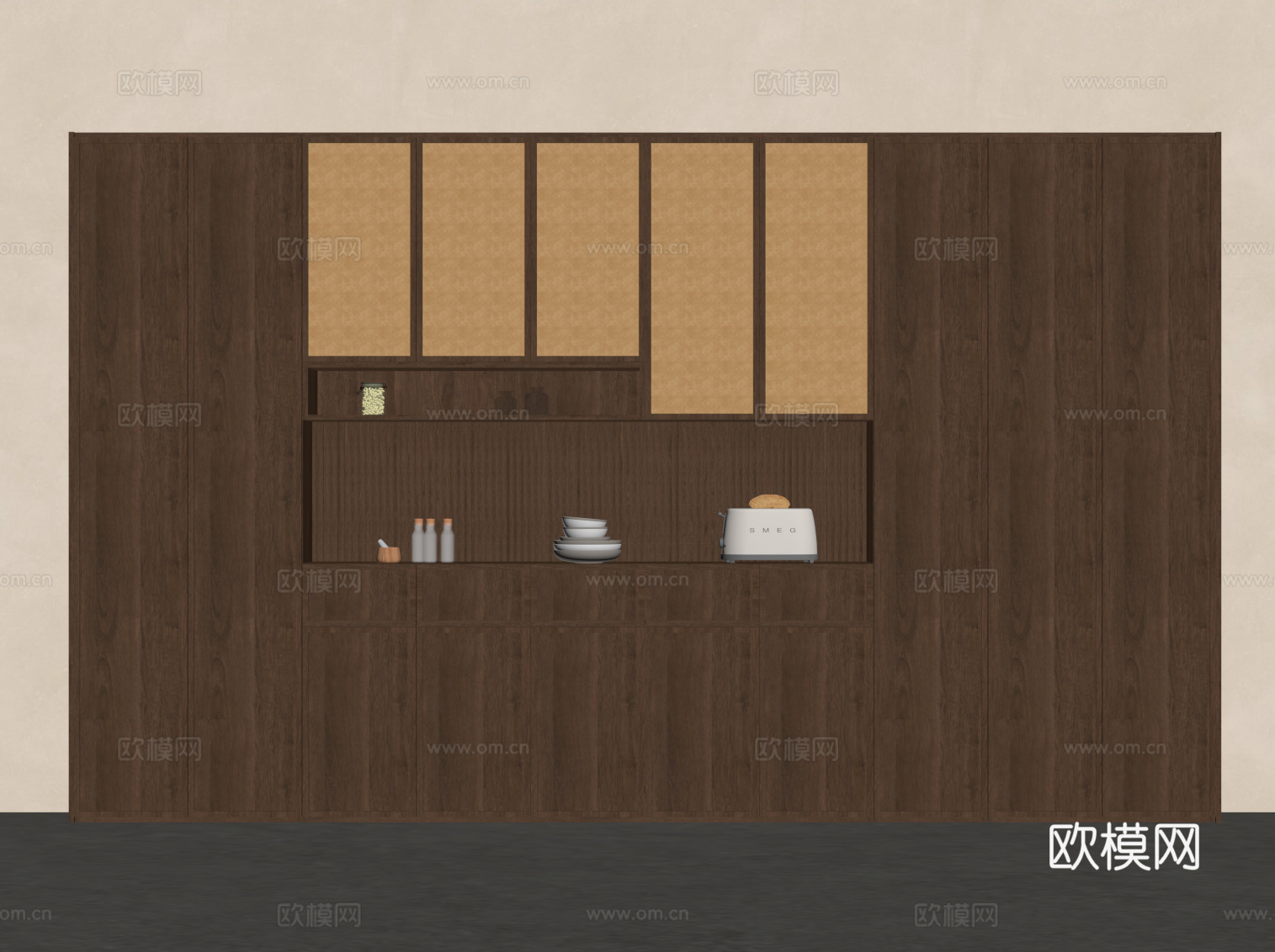 新中式酒柜 宋式风酒柜 餐边柜su模型