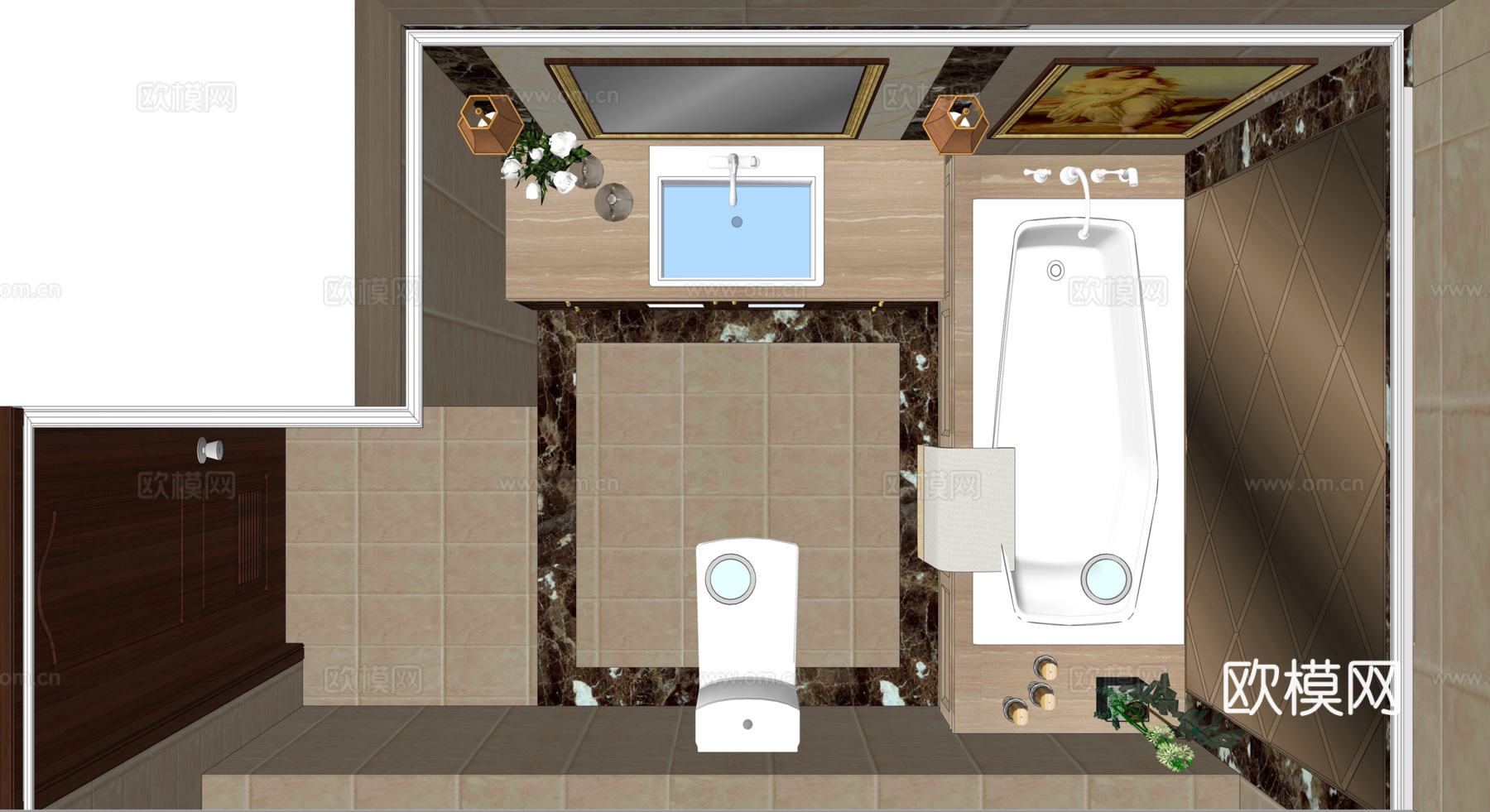 家装 公寓 淋浴 卫生间 厕所su模型