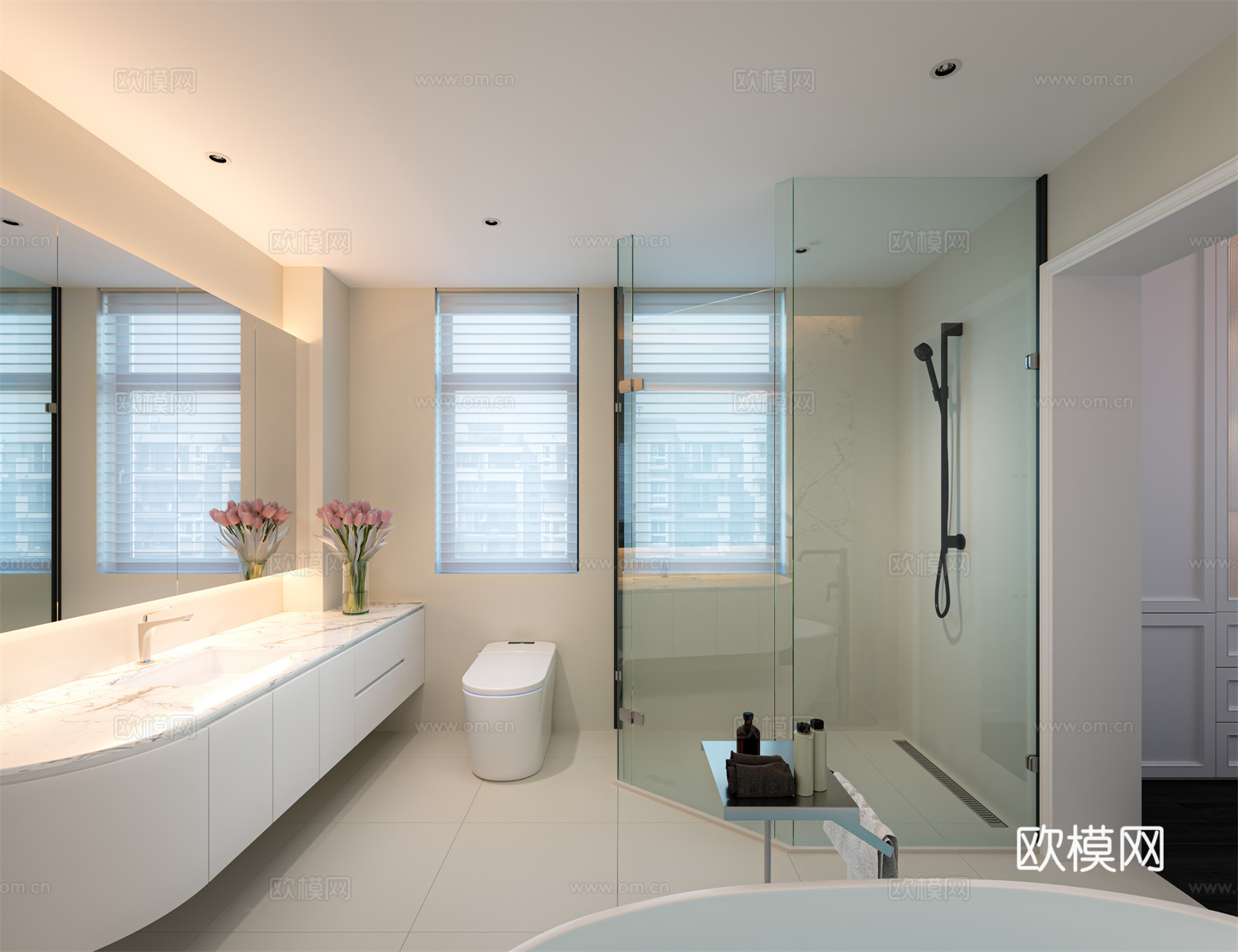 法式风主卧套房3d模型下载（渲染图3）