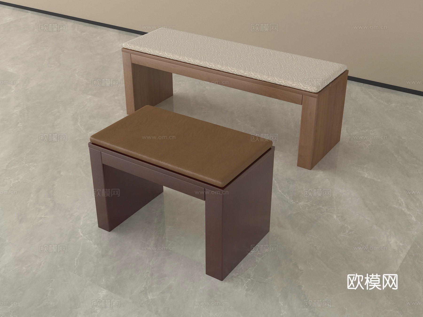 现代凳子 实木凳子 坐墩 换鞋凳su模型下载（渲染图1）