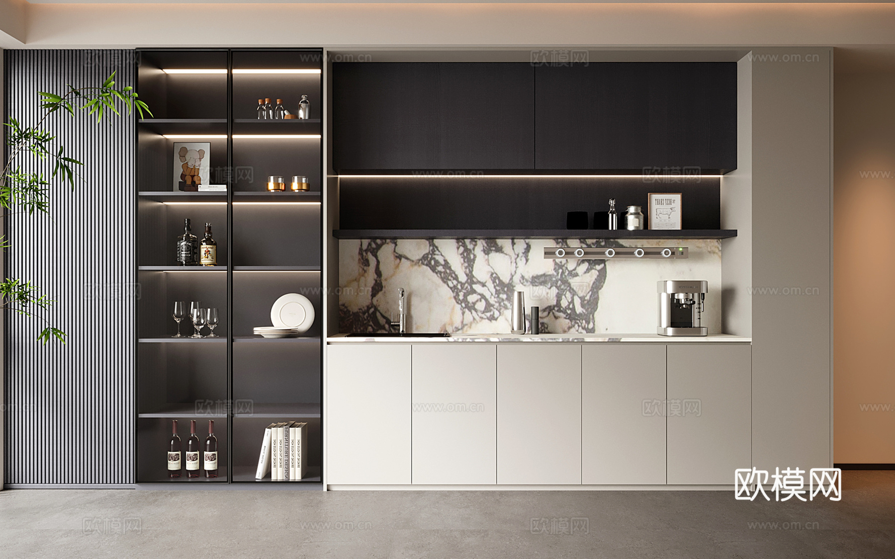 现代酒柜su模型