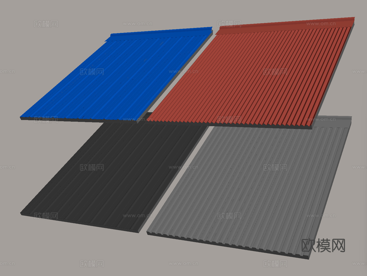 现代彩钢瓦 铁板瓦 压型瓦 彩钢板su模型