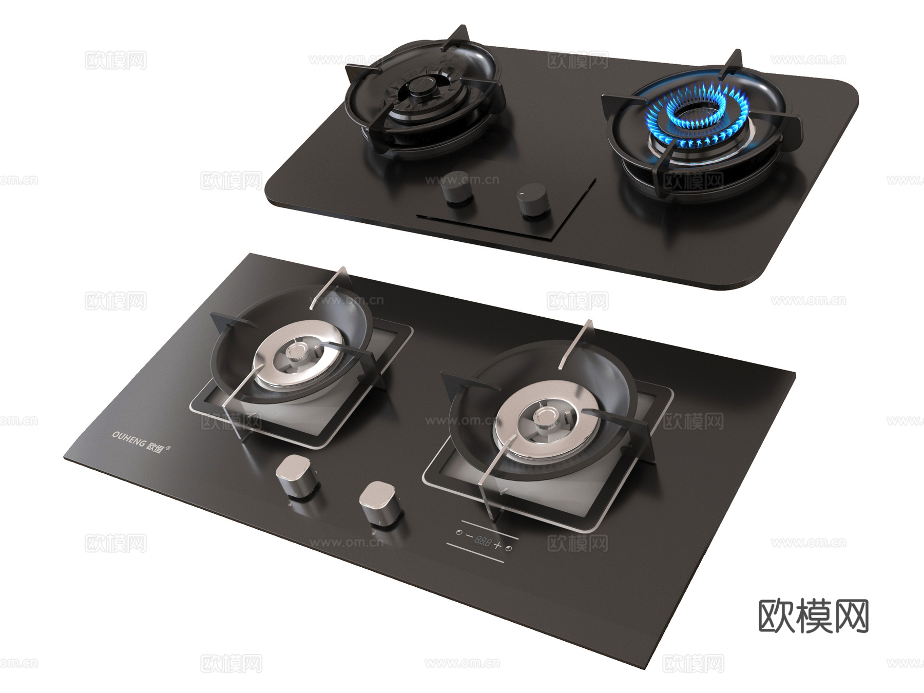 现代燃气灶 煤气灶 灶台su模型