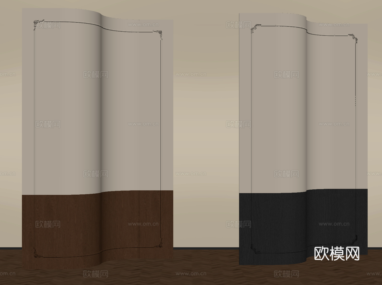 法式弧形护墙板su模型