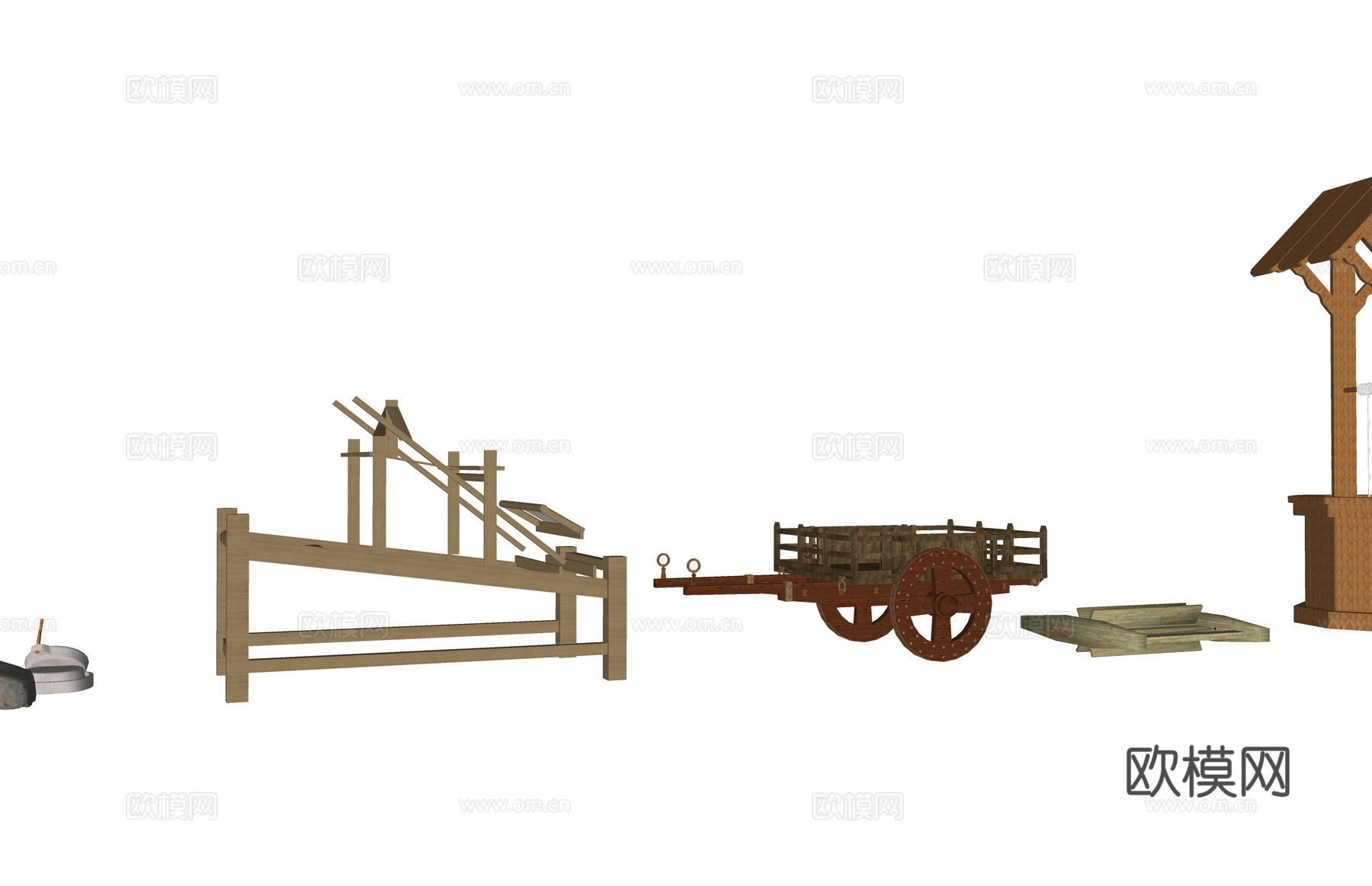 指示牌 景石 构筑物 廊架 座椅 景观小品su模型