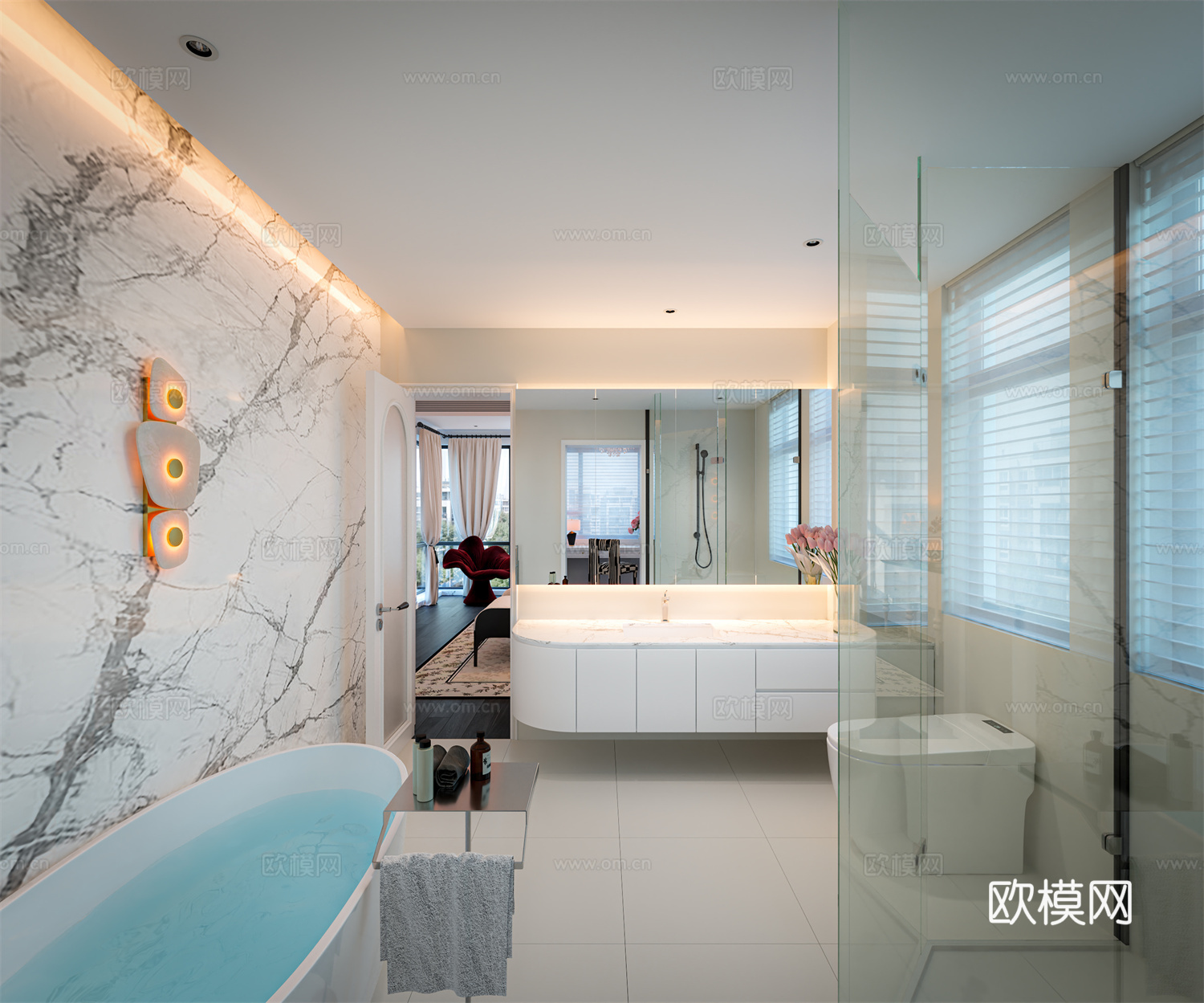 法式风主卧套房3d模型下载（渲染图7）