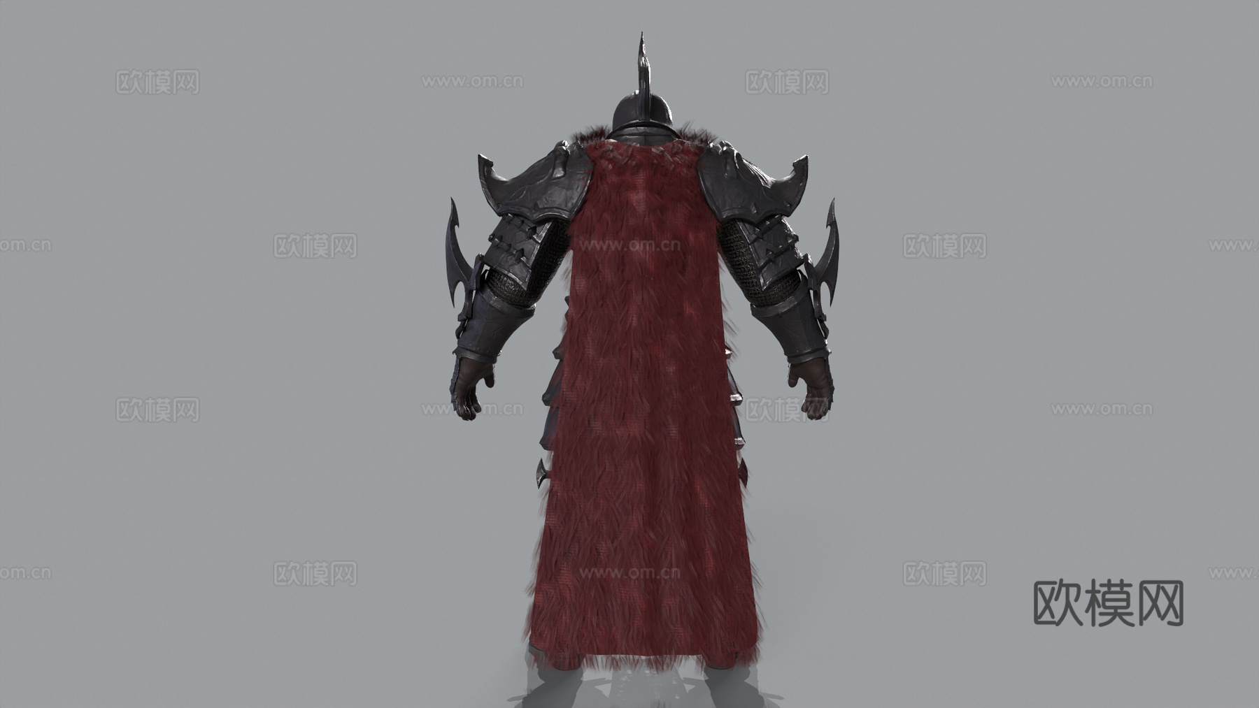 黑暗幻想风格的重装骑士 盔甲 铠甲 战甲 骑士战甲 游戏角色3d模型下载（渲染图3）