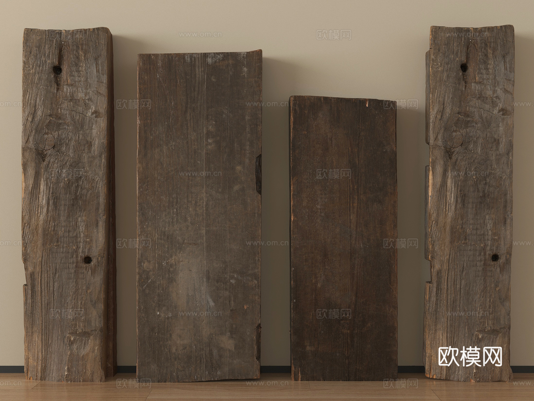 中式木头木板木条 旧木板老木头木块su模型