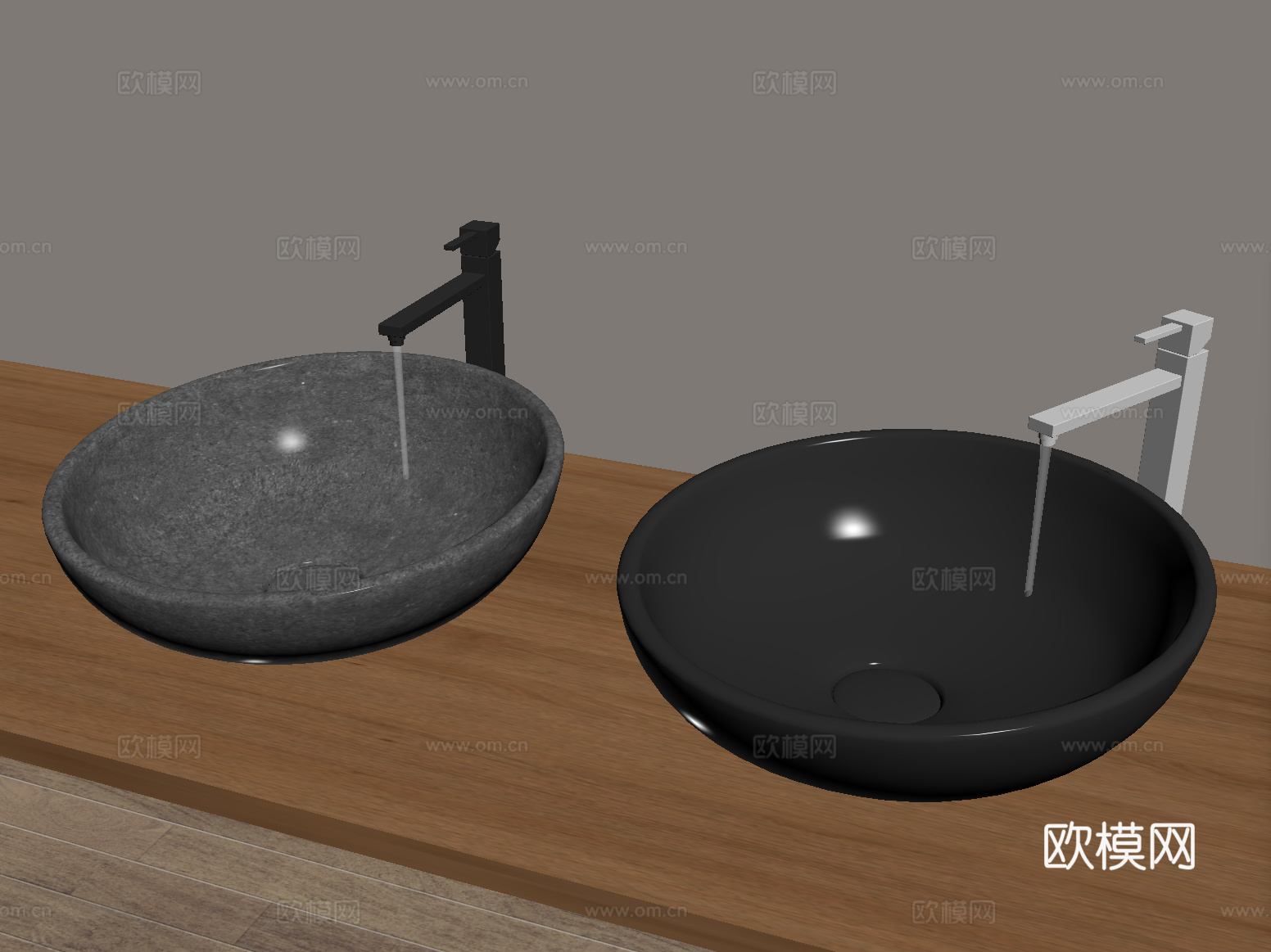 现代洗手台 洗手盆 台上盆su模型