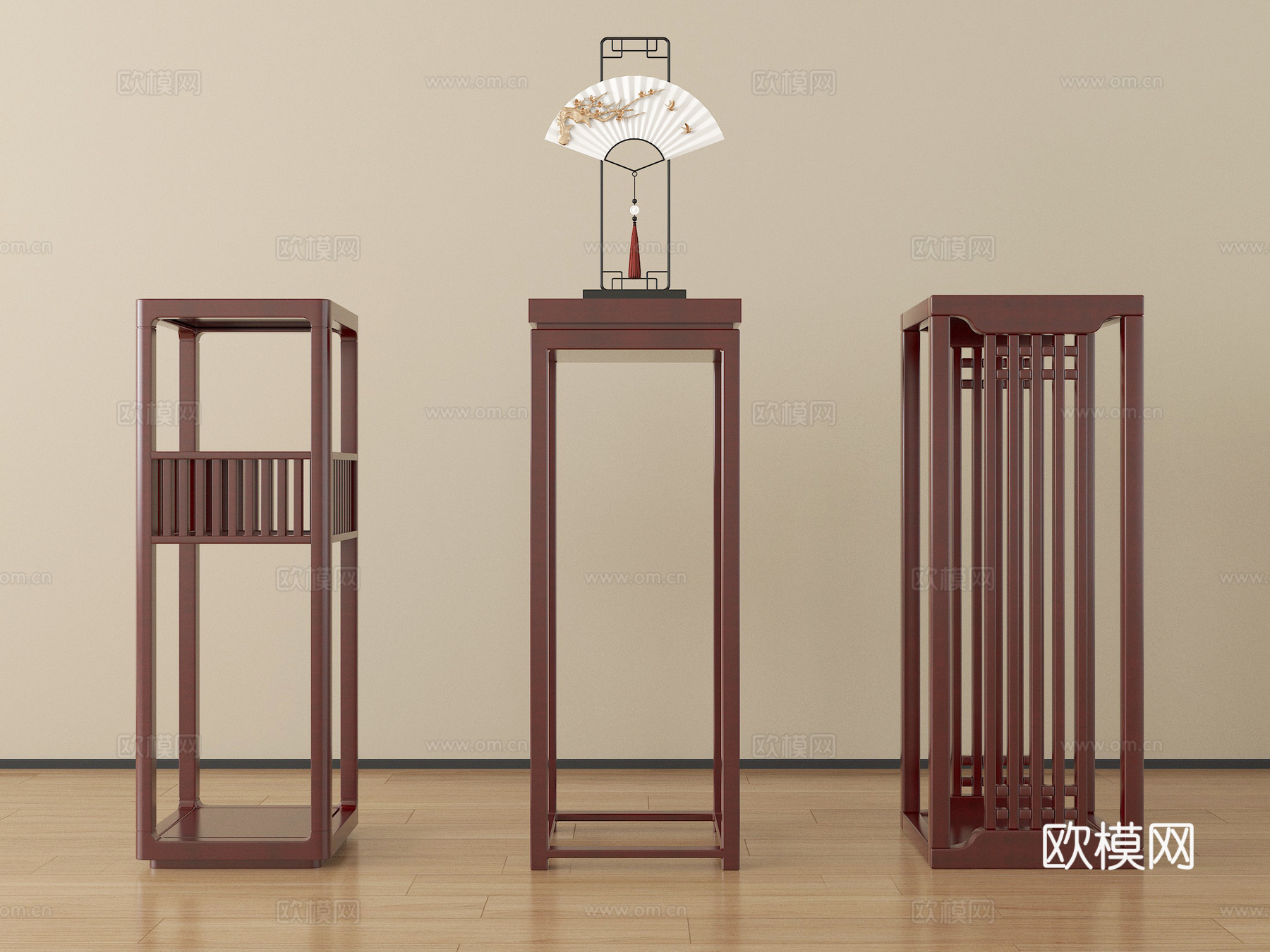 新中式花架 花几su模型