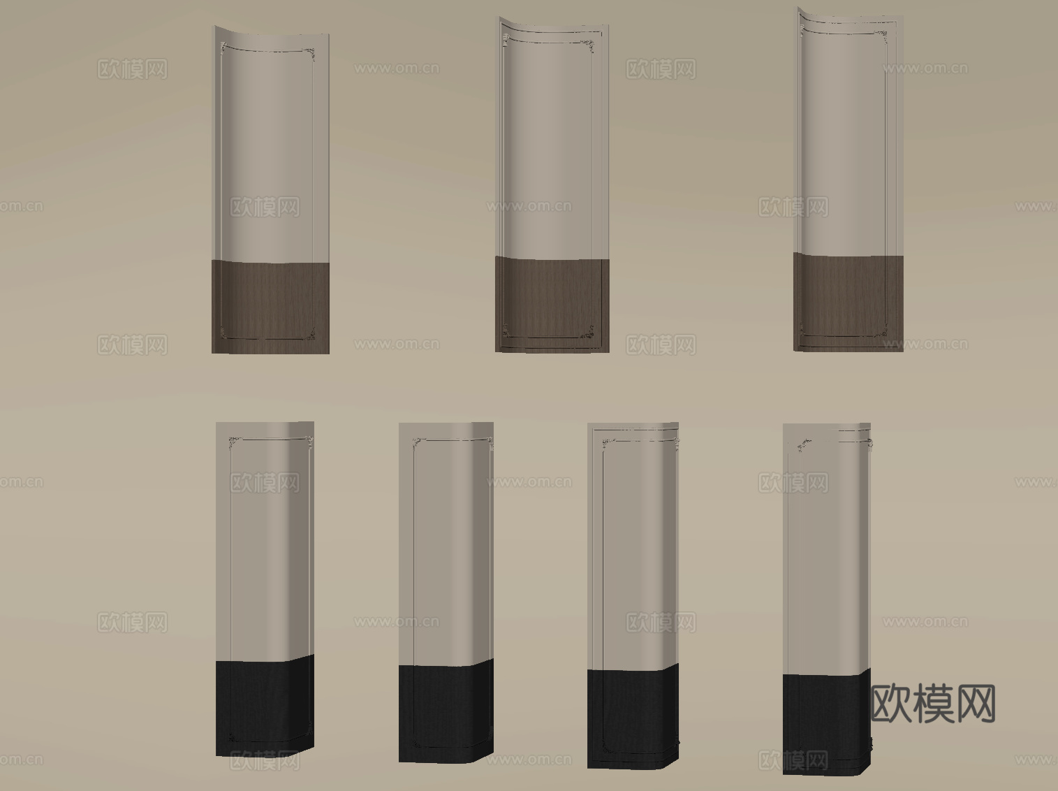 法式弧形护墙板su模型