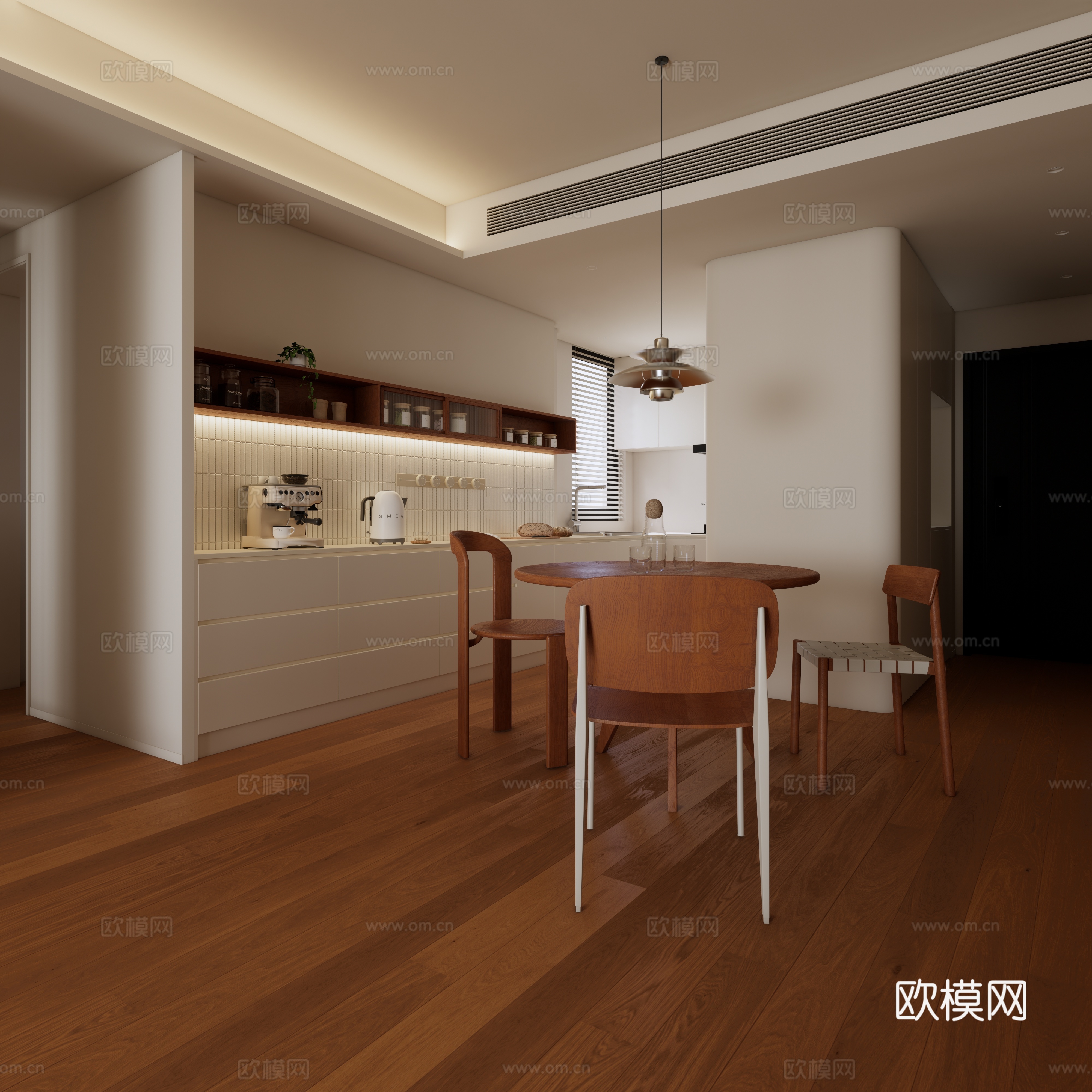 原木风客餐厅su模型