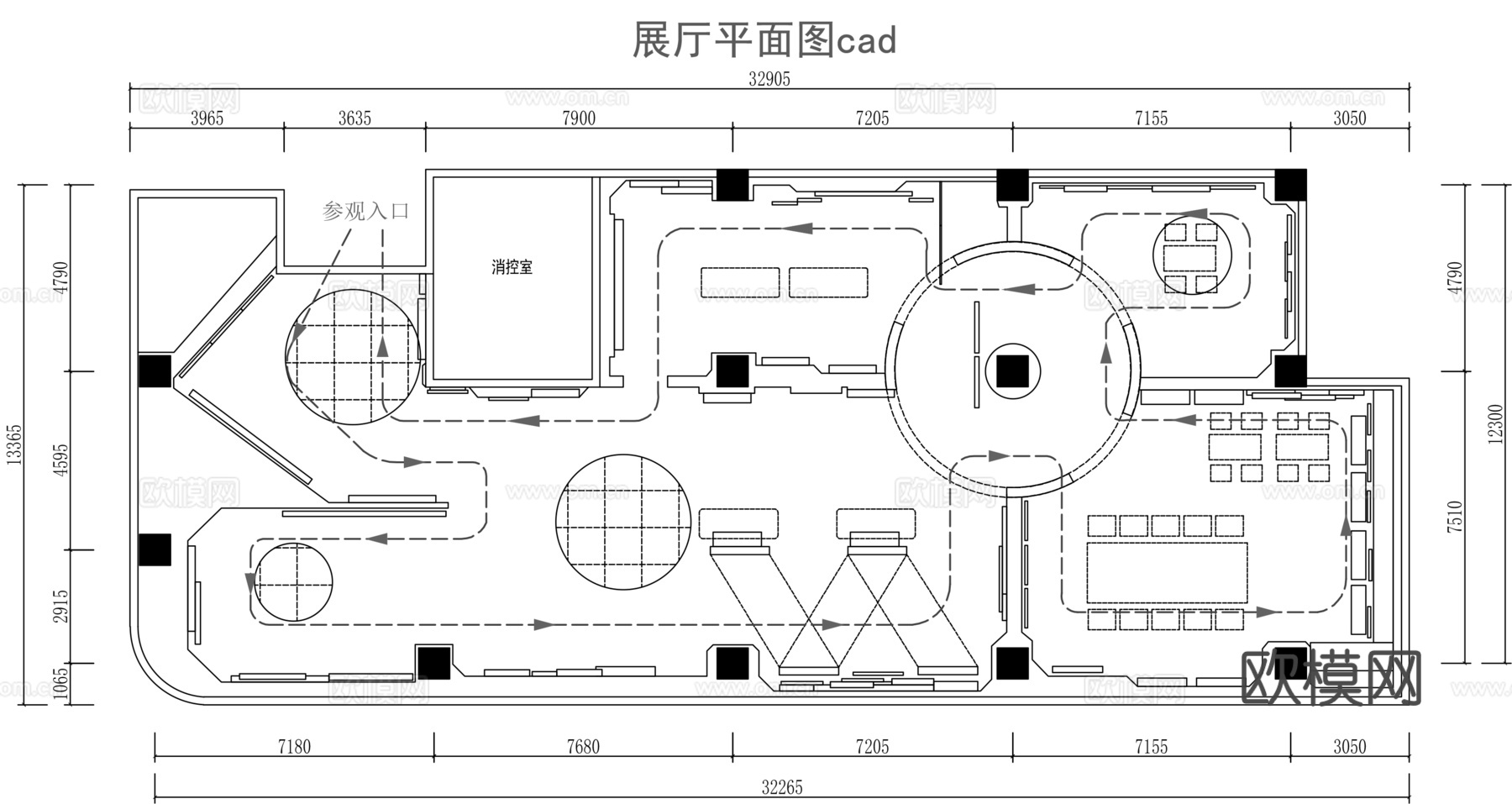 展厅平面图cad施工图