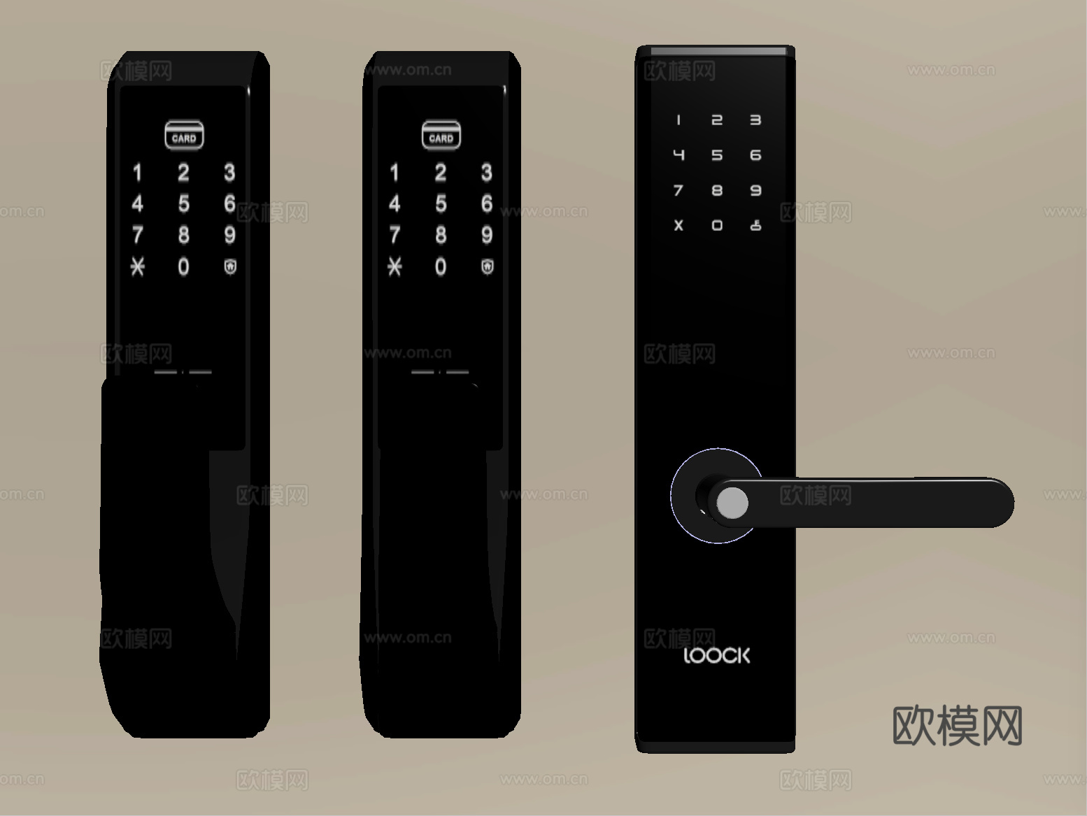 现代指纹锁 智能锁 密码锁su模型