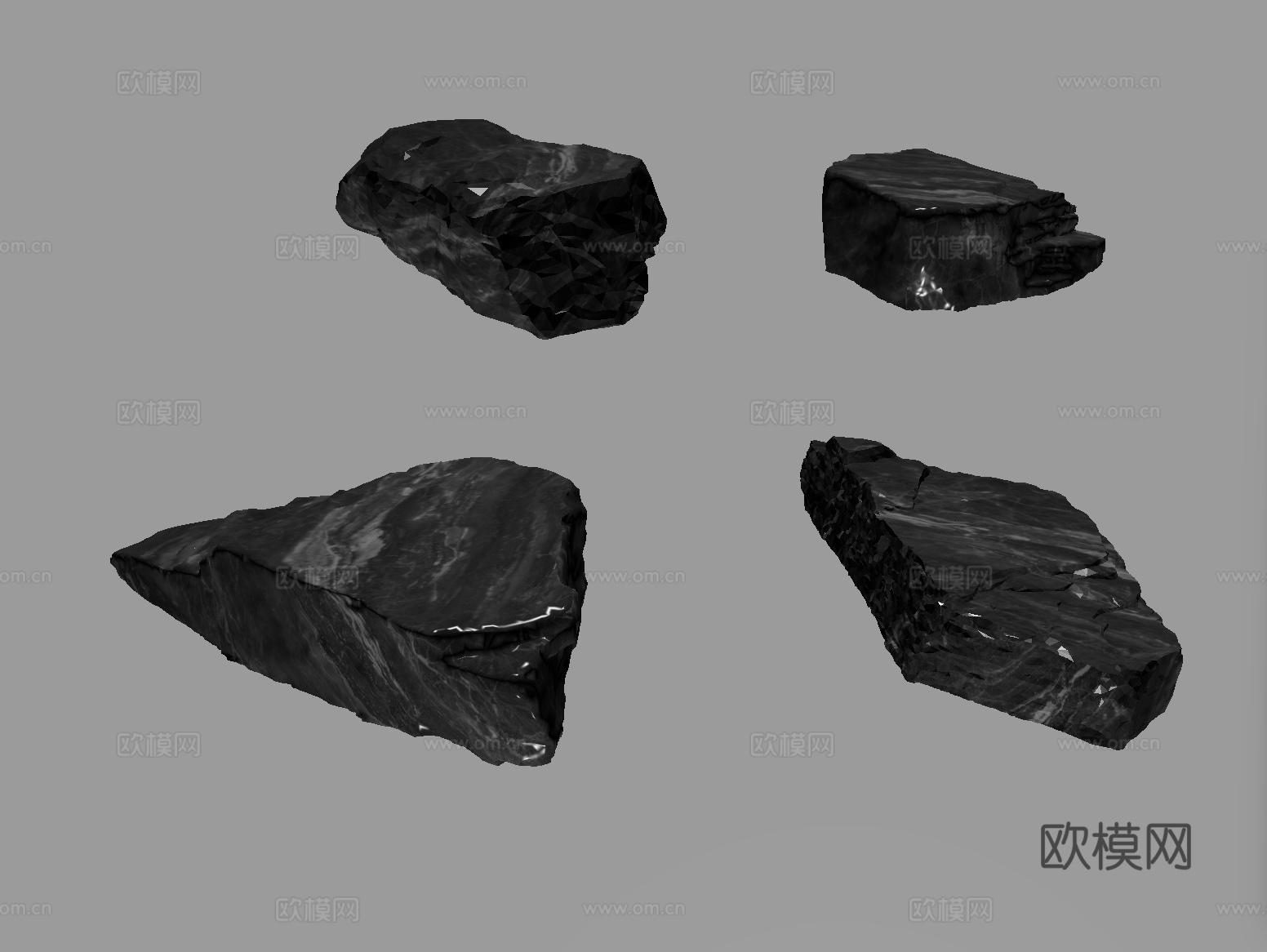 现代石头 黑石头 景观石su模型